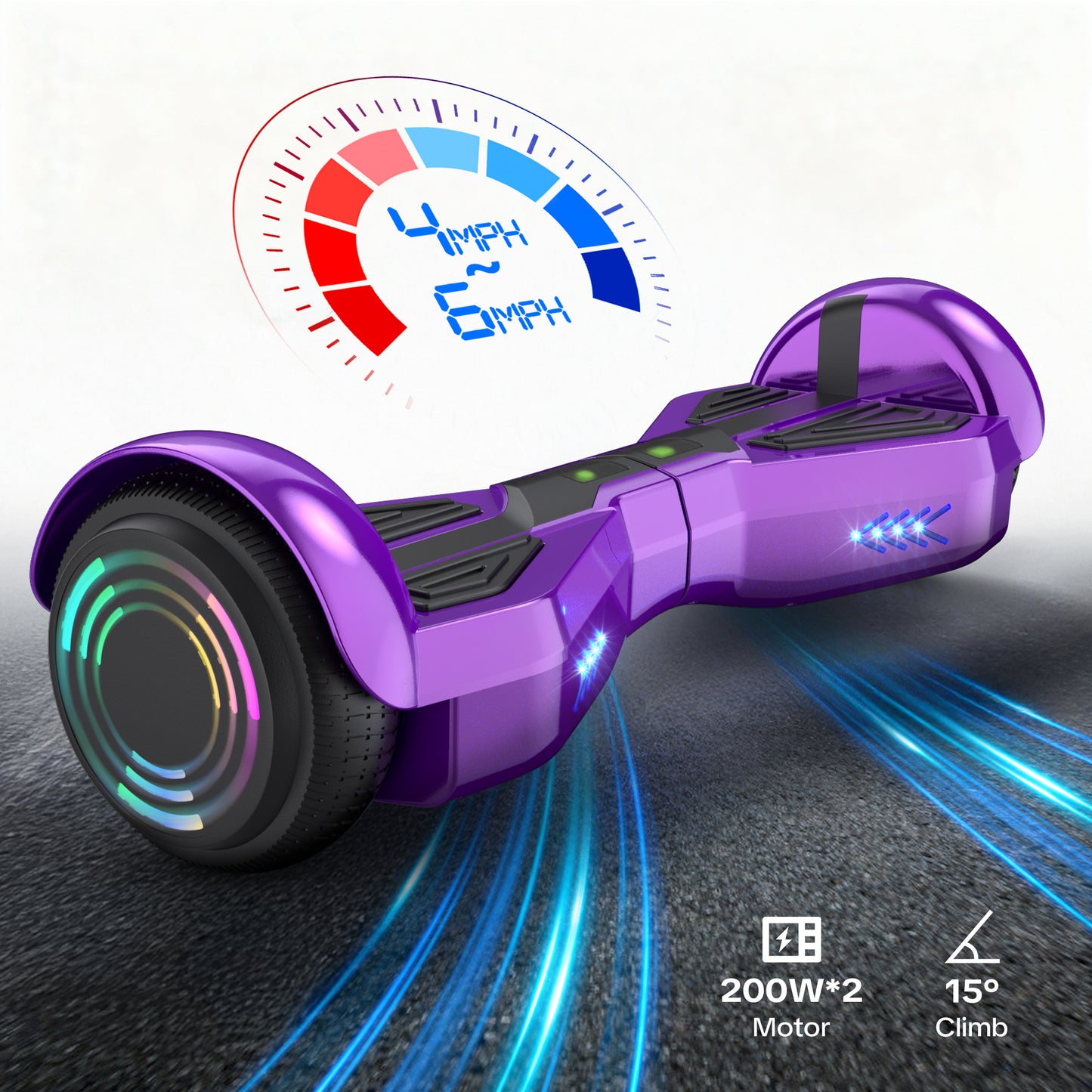 MOSTA All Terrain Self-Balance Scoote ,Electric Scooter Board for Kids & Adults with Bluetooth and Led Lights,6.5 inch,165 lbs capacity Perfect Gift