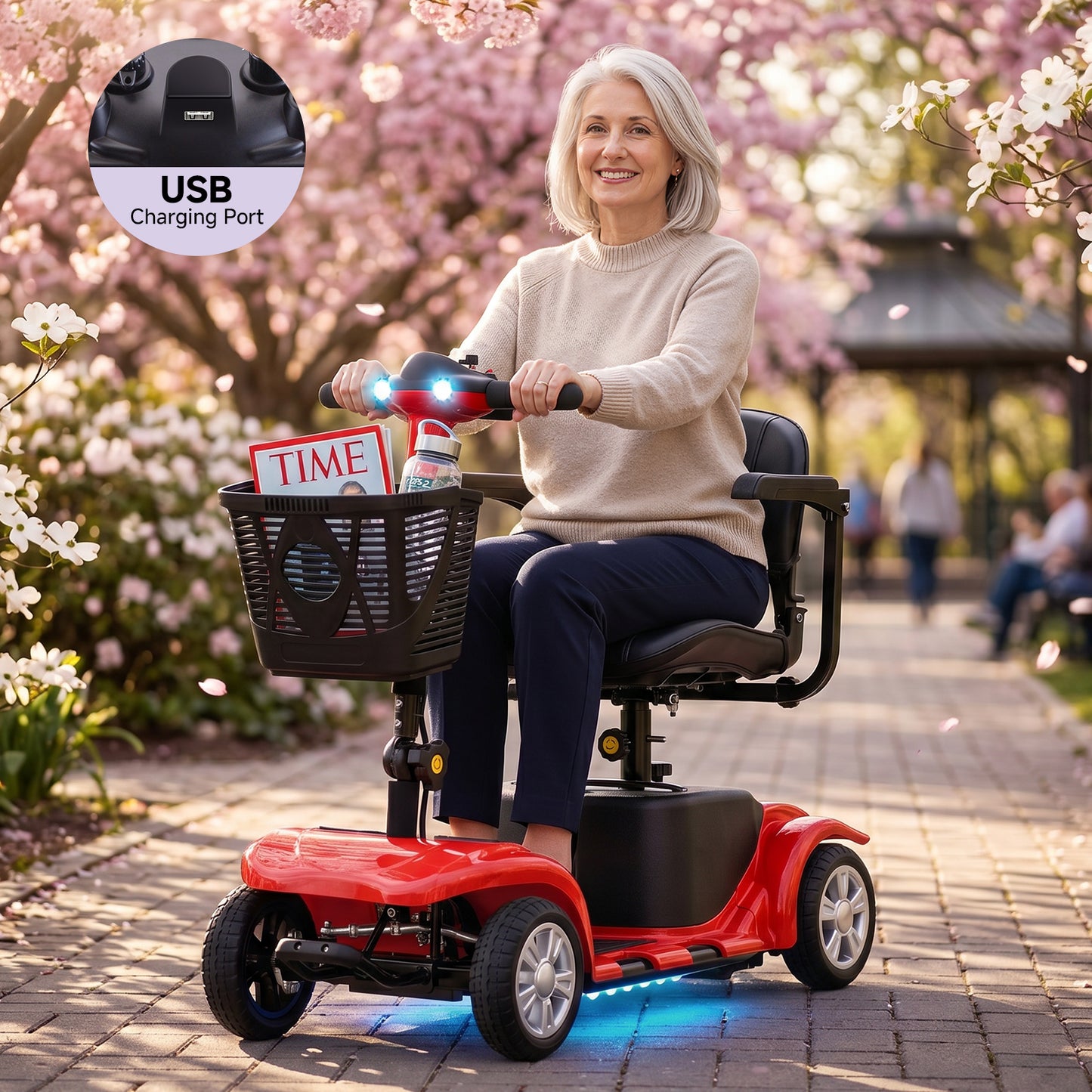 LiltJan Foldable Mobility Scooter for Adults Elderly– Mobility Scooter for Seniors 4-Wheel Portable Motorized Scooter with 300 lbs Capacity with 15 Miles Range
