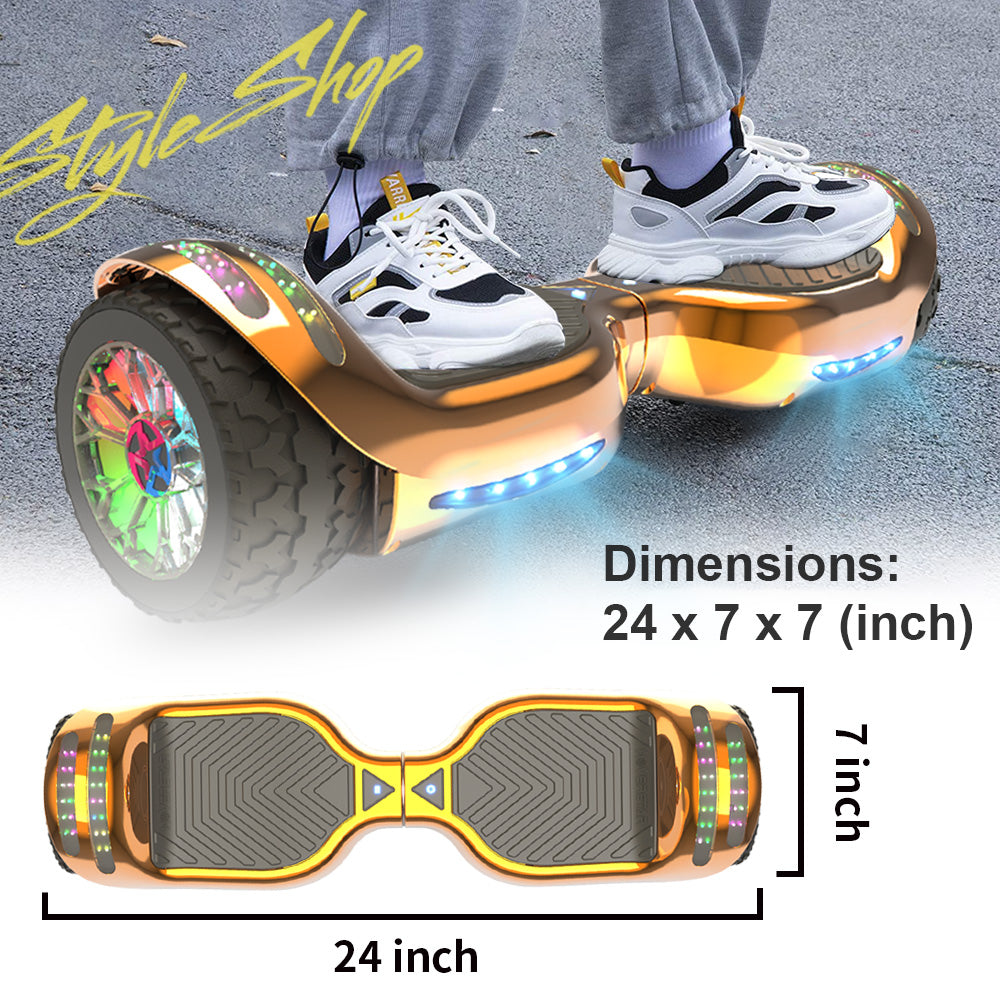 MOSTA All Terrain Self-Balance Scoote ,Electric Scooter Board for Kids & Adults with Bluetooth and Led Lights,6.5 inch,165 lbs capacity Perfect Gift