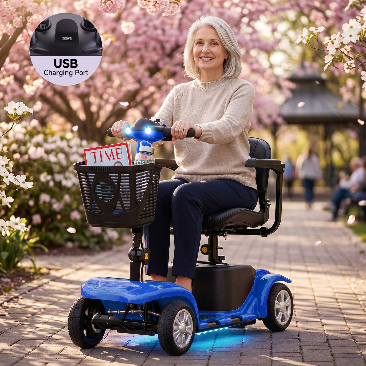 LiltJan Foldable Mobility Scooter for Adults Elderly– Mobility Scooter for Seniors 4-Wheel Portable Motorized Scooter with 300 lbs Capacity with 15 Miles Range