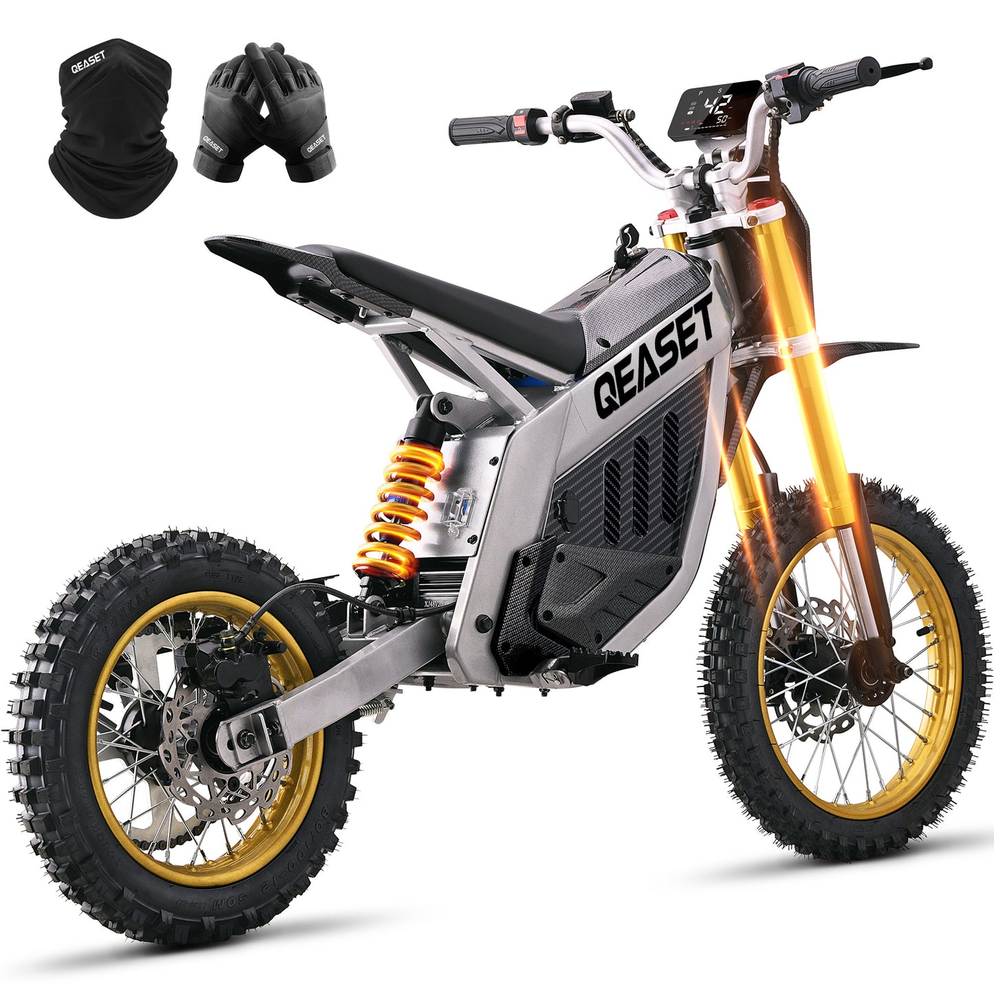 QEASET Dirt Bike DZ009 Electric-Powered Dirt Bike - Peak-3000W 48V 30AH Teens Adults Electric Dirt Bike, Max 42Mph, Black for 16+