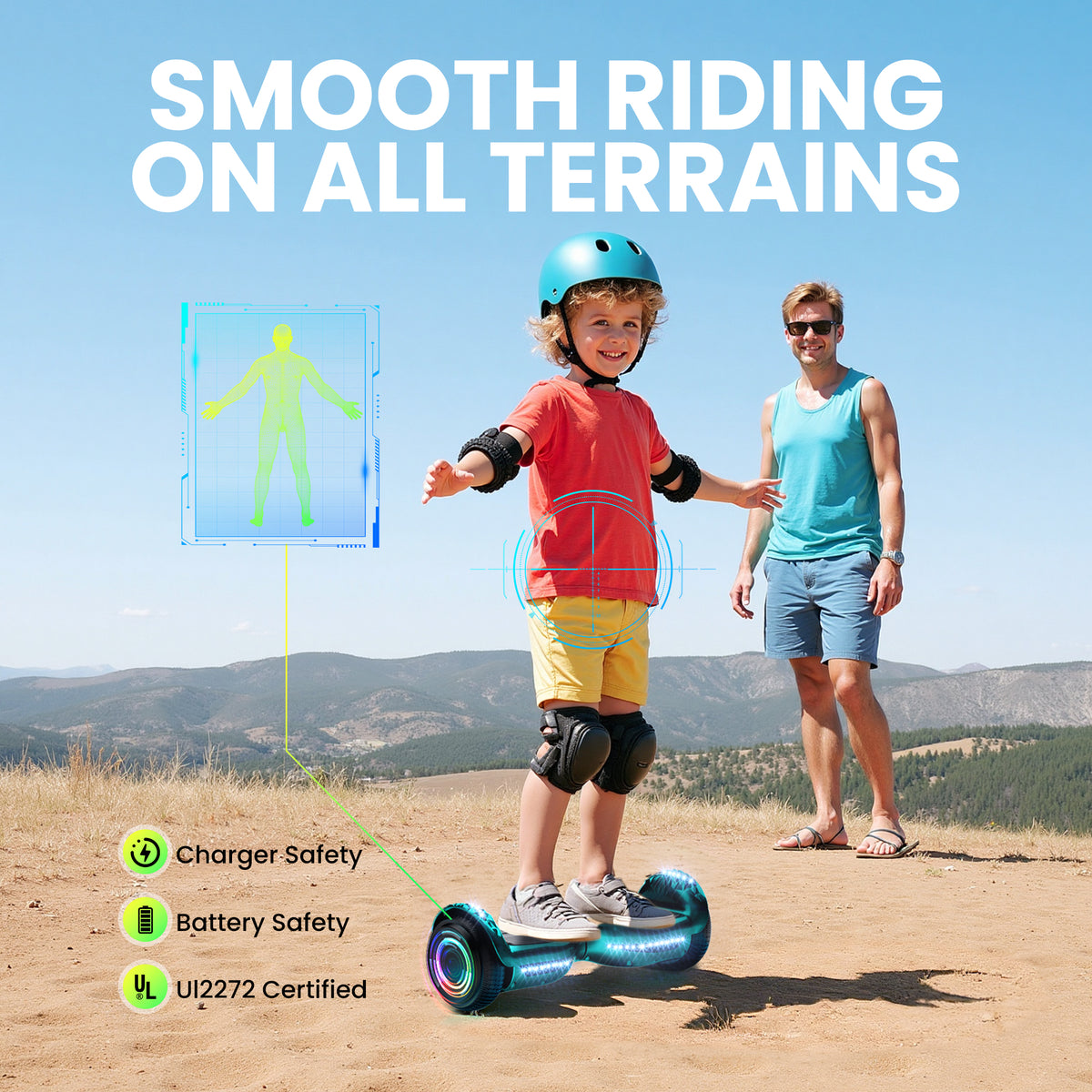 Mosta Hover Electric Scooter Board for Kids & Adults, All Terrain Self-Balance Scooter with Bluetooth and Led Lights,6.5 inch,165 lbs capacity,LED Light,Perfect Gift