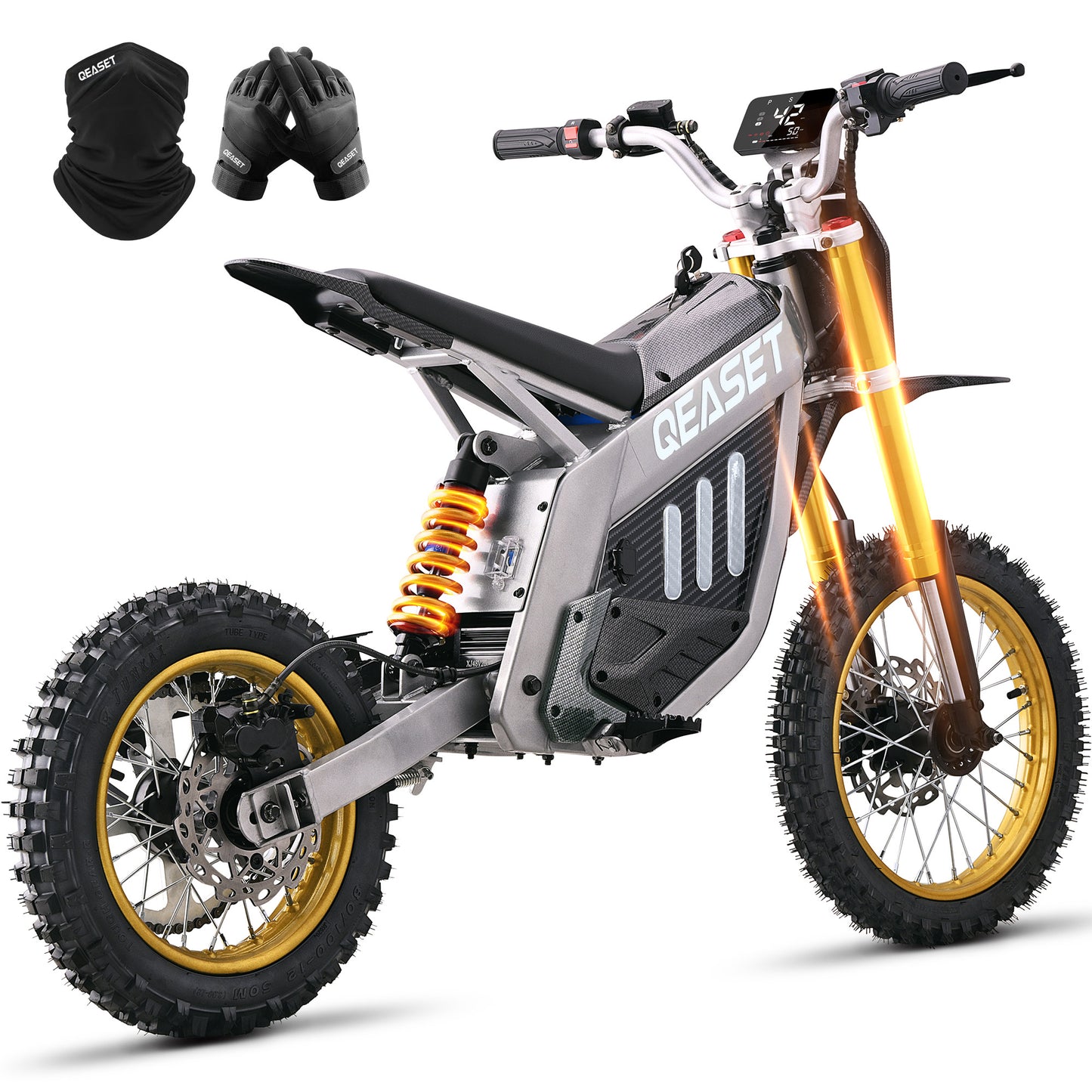 QEASET Dirt Bike DZ009 Electric-Powered Dirt Bike - Peak-3000W 48V 30AH Teens Adults Electric Dirt Bike, Max 42Mph, White for 16+