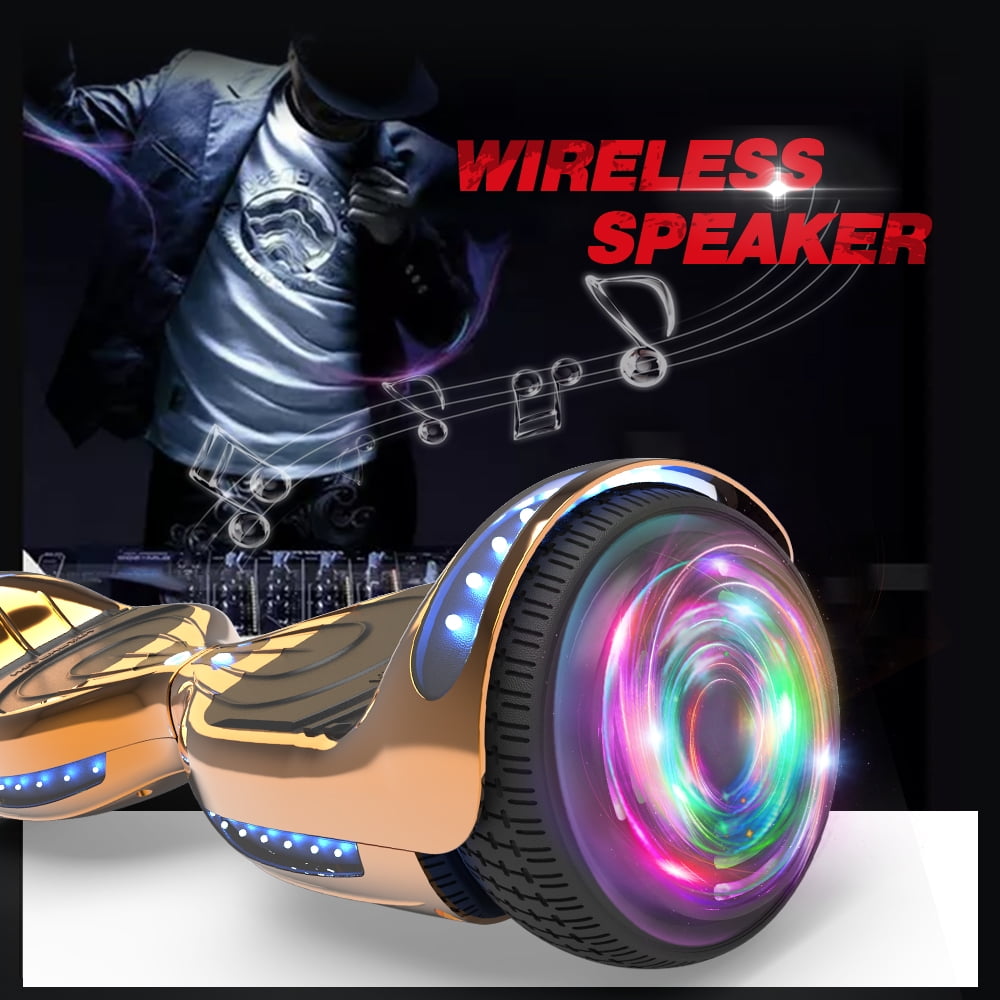 Hoverstar Flash Wheel Hover board 6.5 In. Bluetooth Speaker with LED Light Self Balancing Wheel Electric Scooter , Chrome Rose gold