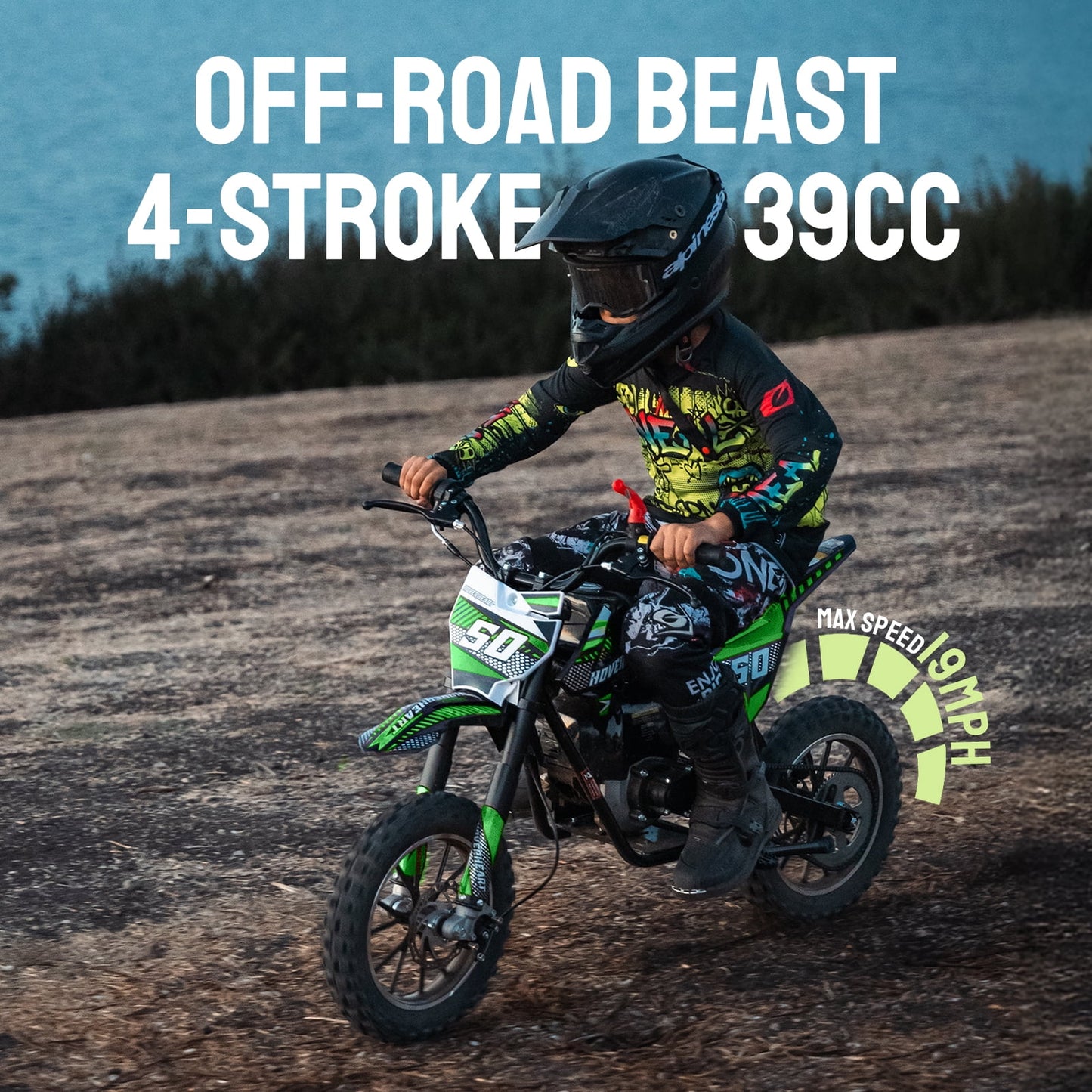 Aoemoe 39cc Gas Powered Mini Dirt Bike 39CC for Teens and Adults, 18MPH Off Road Motorcycle, Weight Support Up to 165 LBS - GREEN