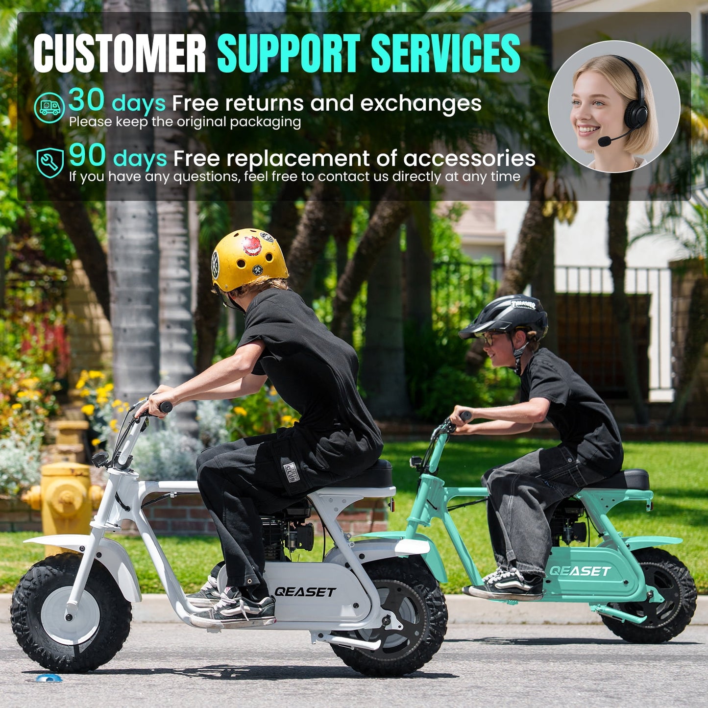 QEASET Mini Dirt Bike – 30 km/h 4-Stroke Off-Road Motorcycle for Teens & Adults,Teal