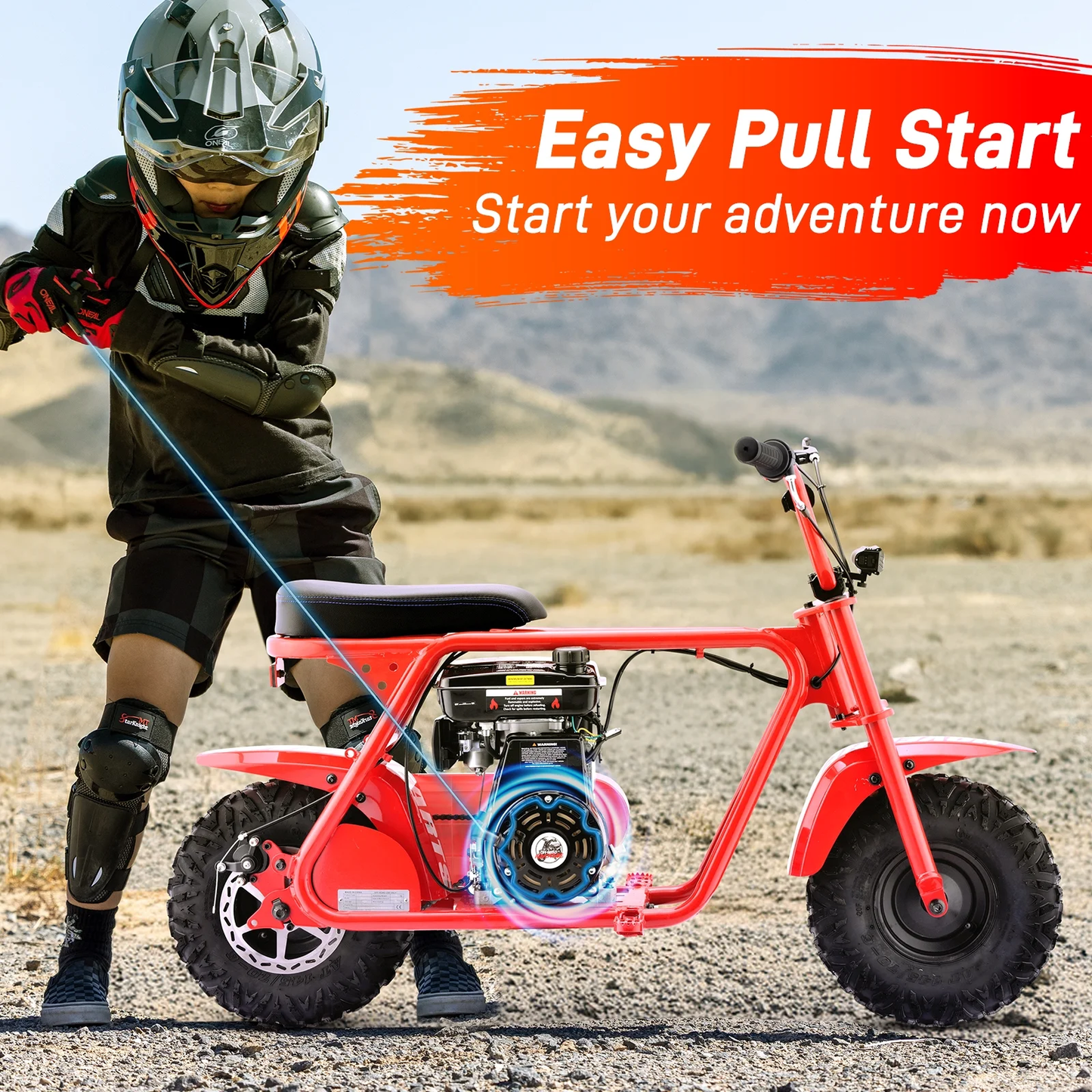 QEASET 99cc Dirt Bike, Gas Powered, 4-Stroke with LED Headlight, 25MPH Minibike Trail Bike, Pull Start, Poucket Bike for Teenager and Adult, Summer Gift