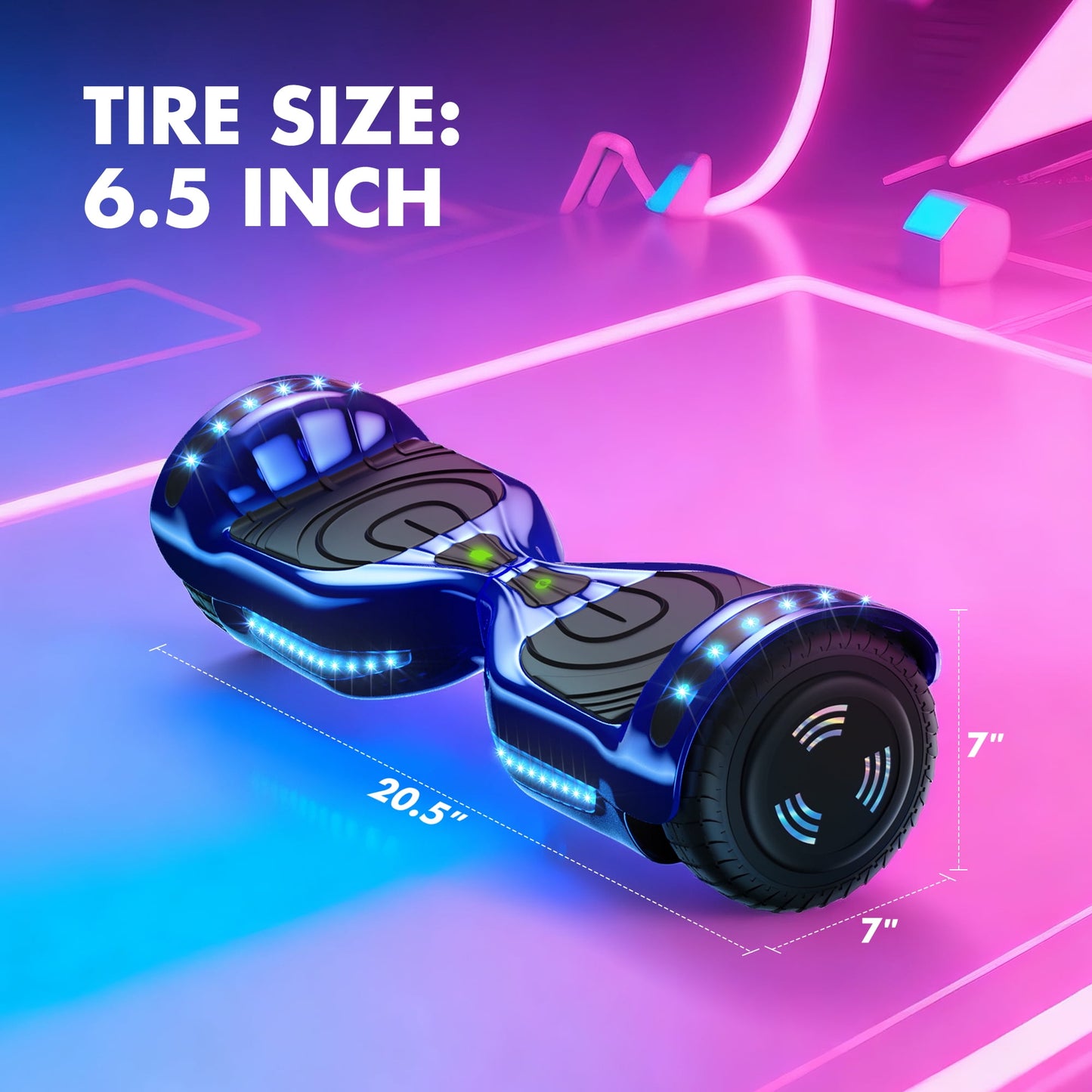 Hover Off Road Board Electric Scooter with LED Lights & 400W Motor, Kids Scooter with 9MPH Max Speed, Electric Scooter with Bluetooth Speakers, Tcdjtc Self-Balance Scooter for Kids