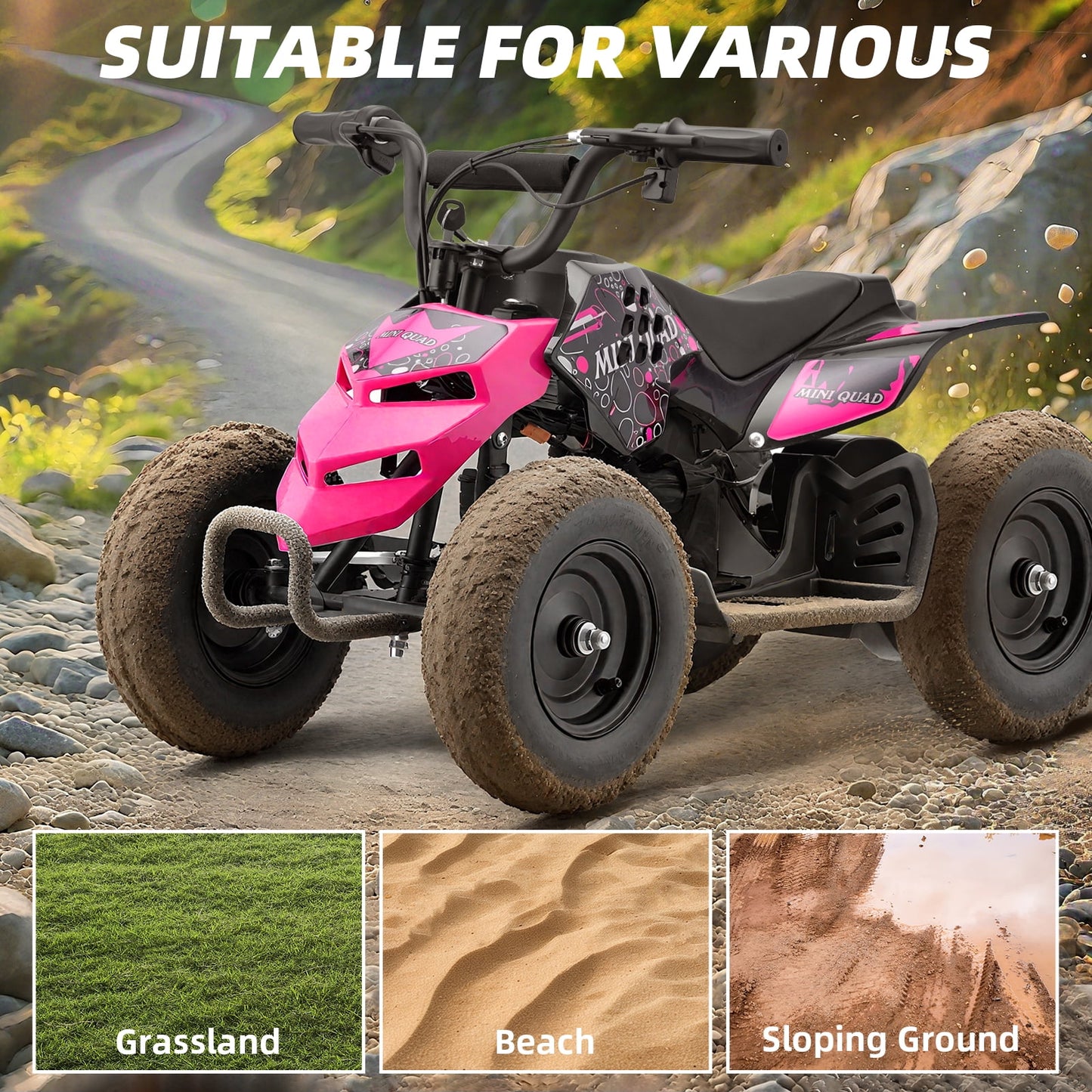 Aoemoe Dino-Design 500W Ride-On Adventure Toy – 9mph Speed, 12V Dual Battery Power, 120lb Load(Pink)