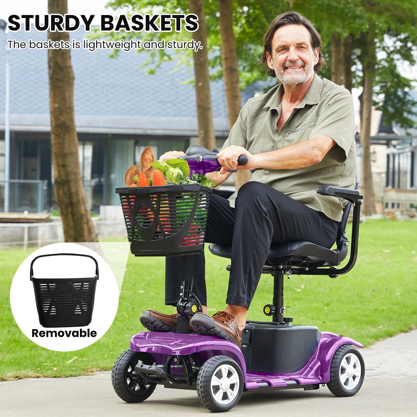 LiltJan Foldable Mobility Scooter for Adults Elderly– Mobility Scooter for Seniors 4-Wheel Portable Motorized Scooter with 300 lbs Capacity with 15 Miles Range