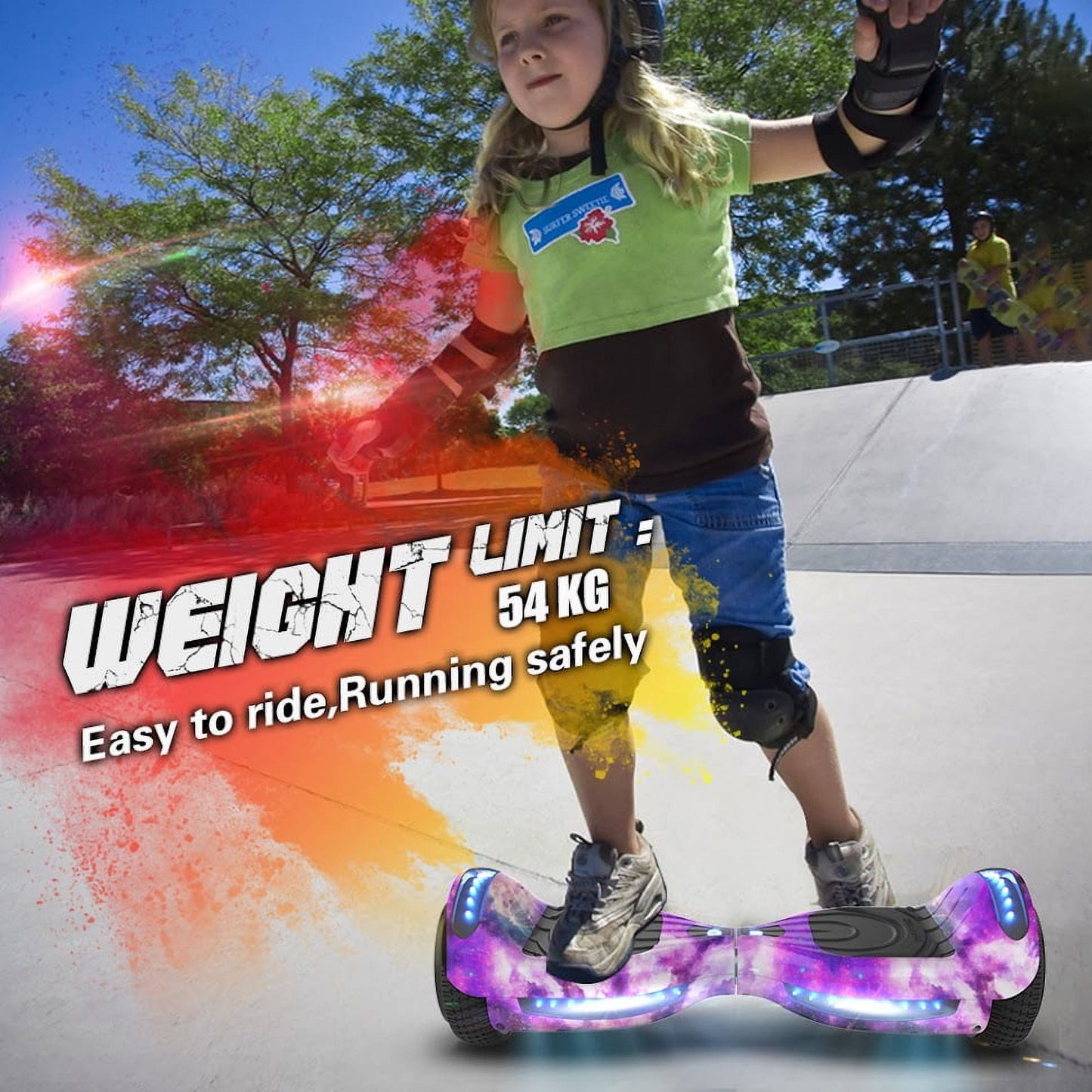 Hoverstar Flash Wheel Hover board 6.5 In. Bluetooth Speaker with LED Light Self Balancing Wheel Electric Scooter , Galaxy