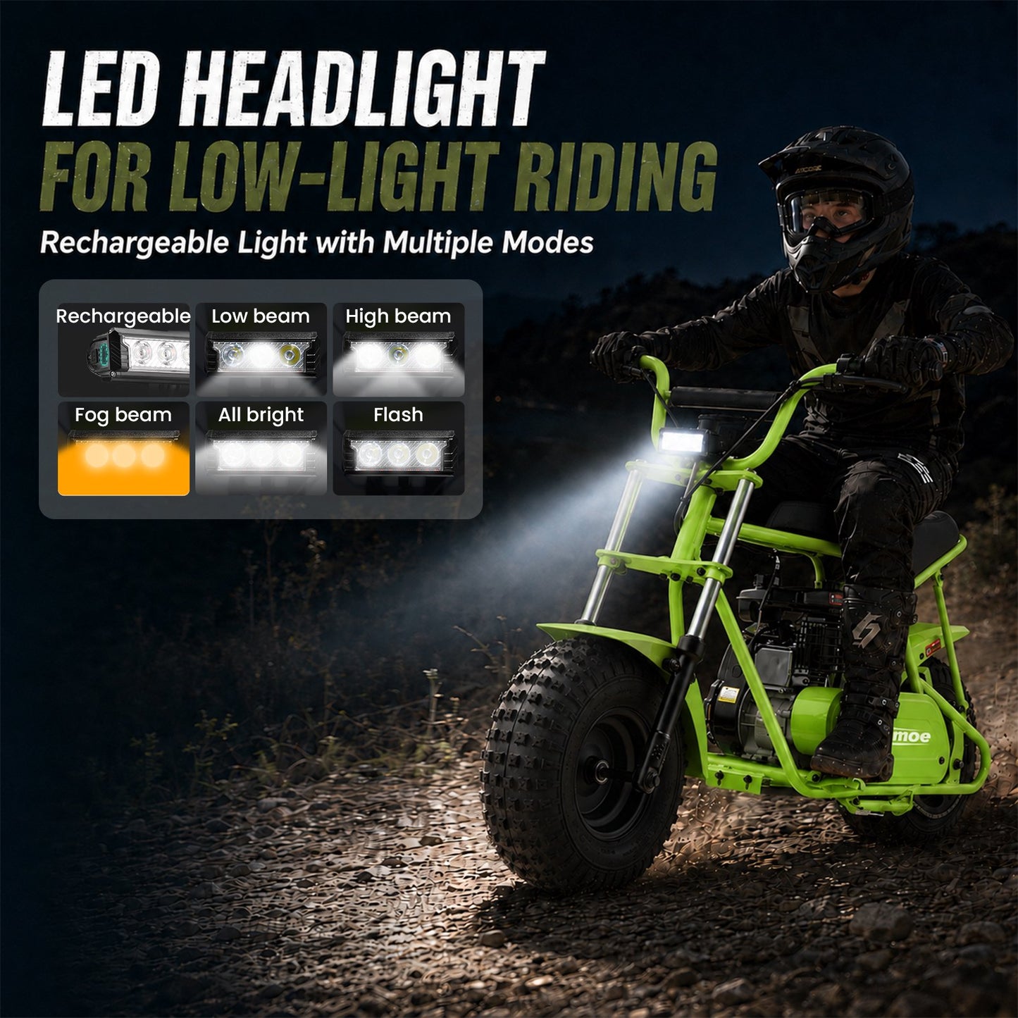 Aoemoe 105CC Dirt Bike, 30 MPH High-Speed Off-Road Motorcycle, Lime Green