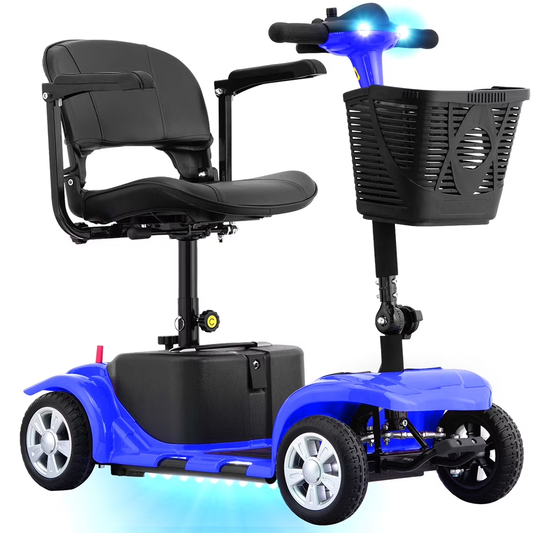 4 Wheel Mobility Scooter for Seniors, Foldable Powered Mobile Wheelchair for Adult 300lbs, Blue