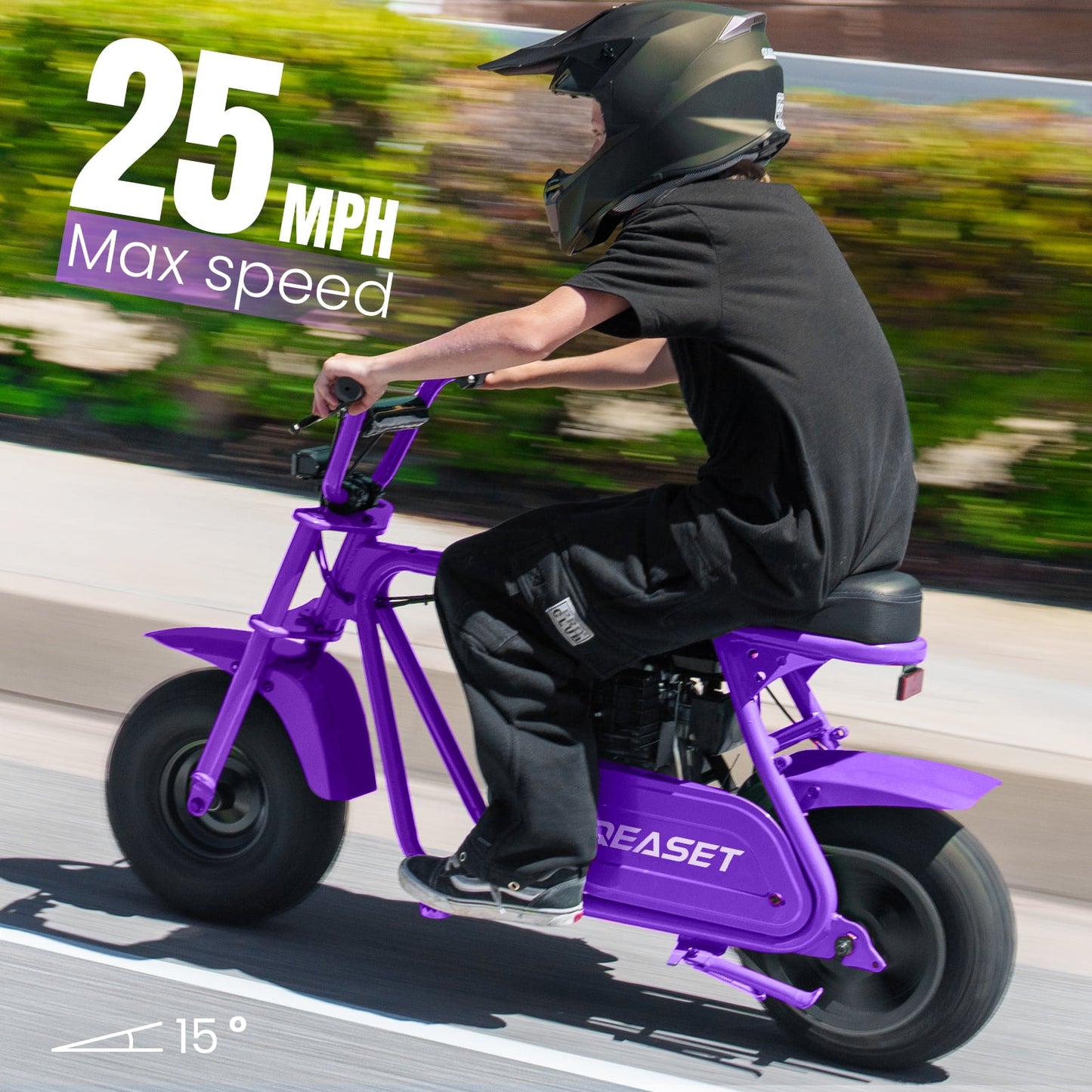 QEASET Mini Dirt Bike – 30 km/h 4-Stroke Off-Road Motorcycle for Teens & Adults,Purple
