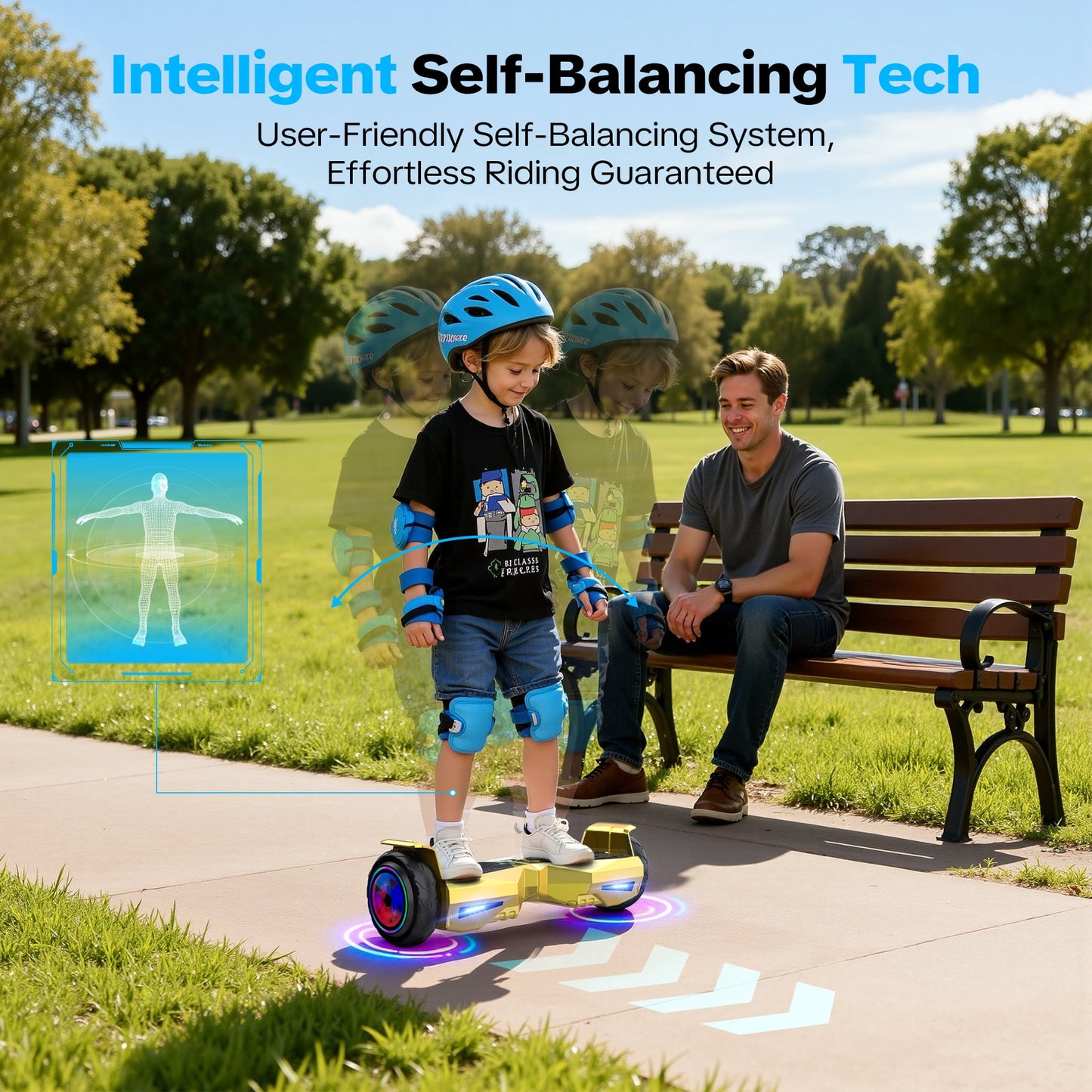 Hoverboard for Kids with 9 mph Max Speed, Tcdjtc Electric Scooters with LED Lights & Bluetooth Speakers, All Terrain Hoverboard for Adults, Off Road Hoverboard with UL2272 Certified