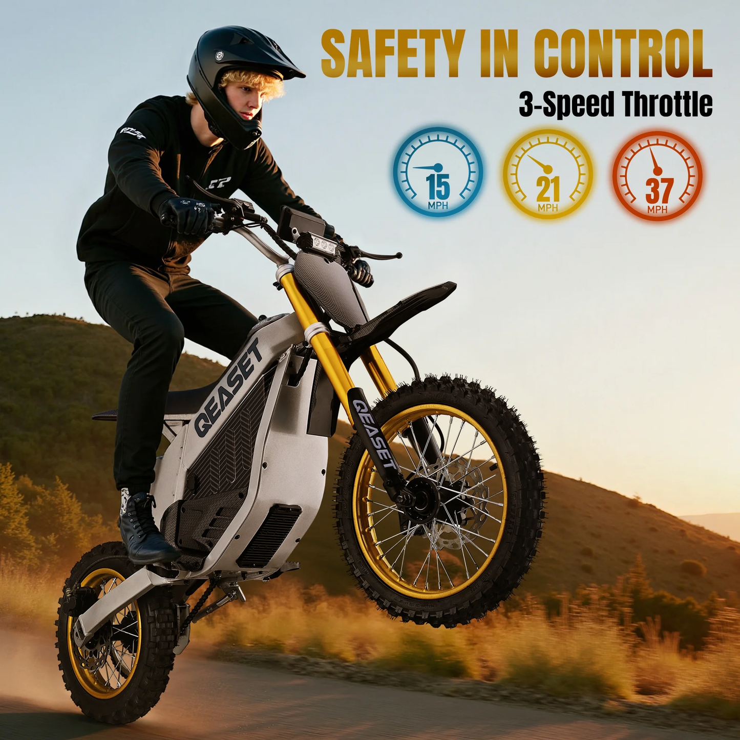 48V 3000W Peak Off-Road Teen Bike 55 km/h 40 km Range, Black