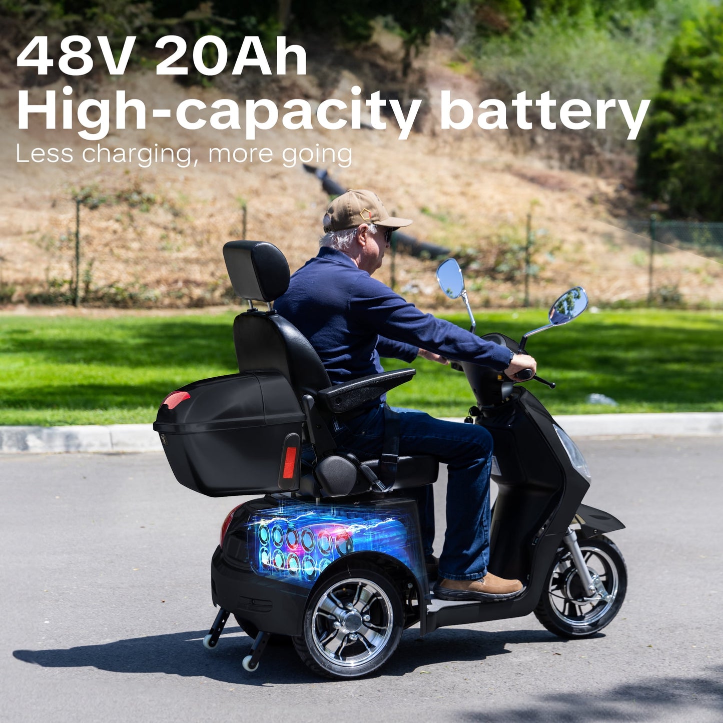 Upgraded Heavy Duty Mobility Scooter for Adults & Seniors - 500 lb Capacity,31-Mile Range,800W Motor for Travel & Outdoors by Arshin,Folds for Storage(Black)