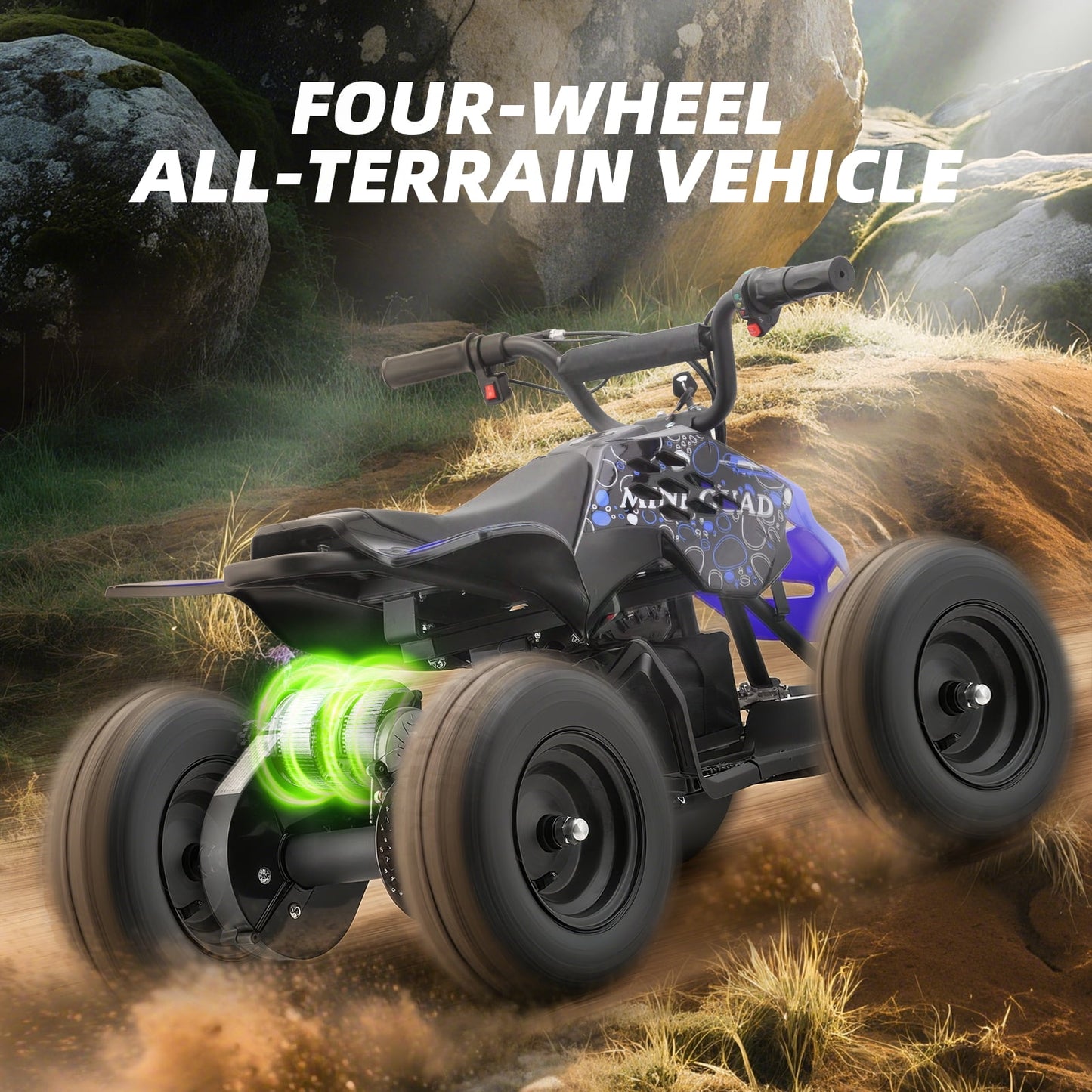Aoemoe Electric ATV, Dirt Quad 4 Wheelers Vehicle 15V Kids Quad Bike, Monster Insect, Gift Giving