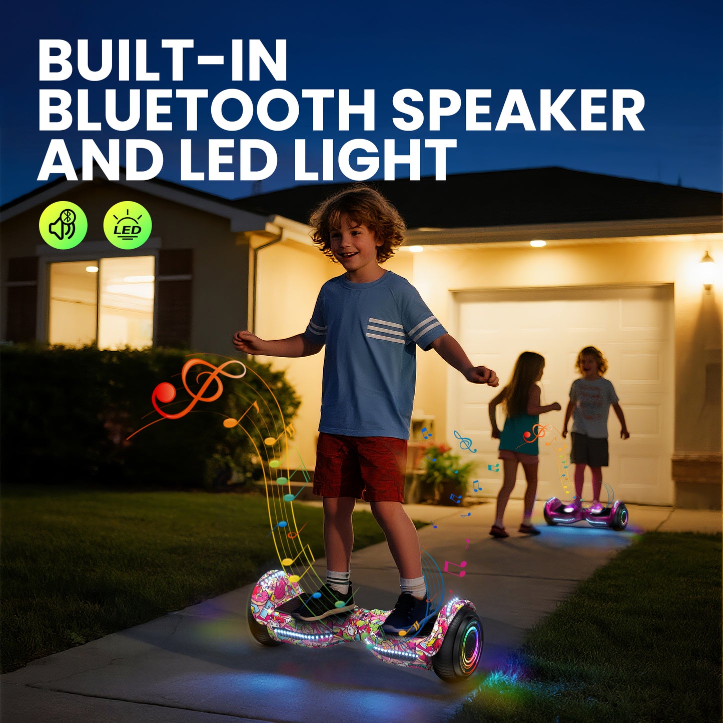 Mosta Electric Hoverboard with New Version Bluetooth Hover Board, Chrome and Design Color Self-Balance Electric Scooter