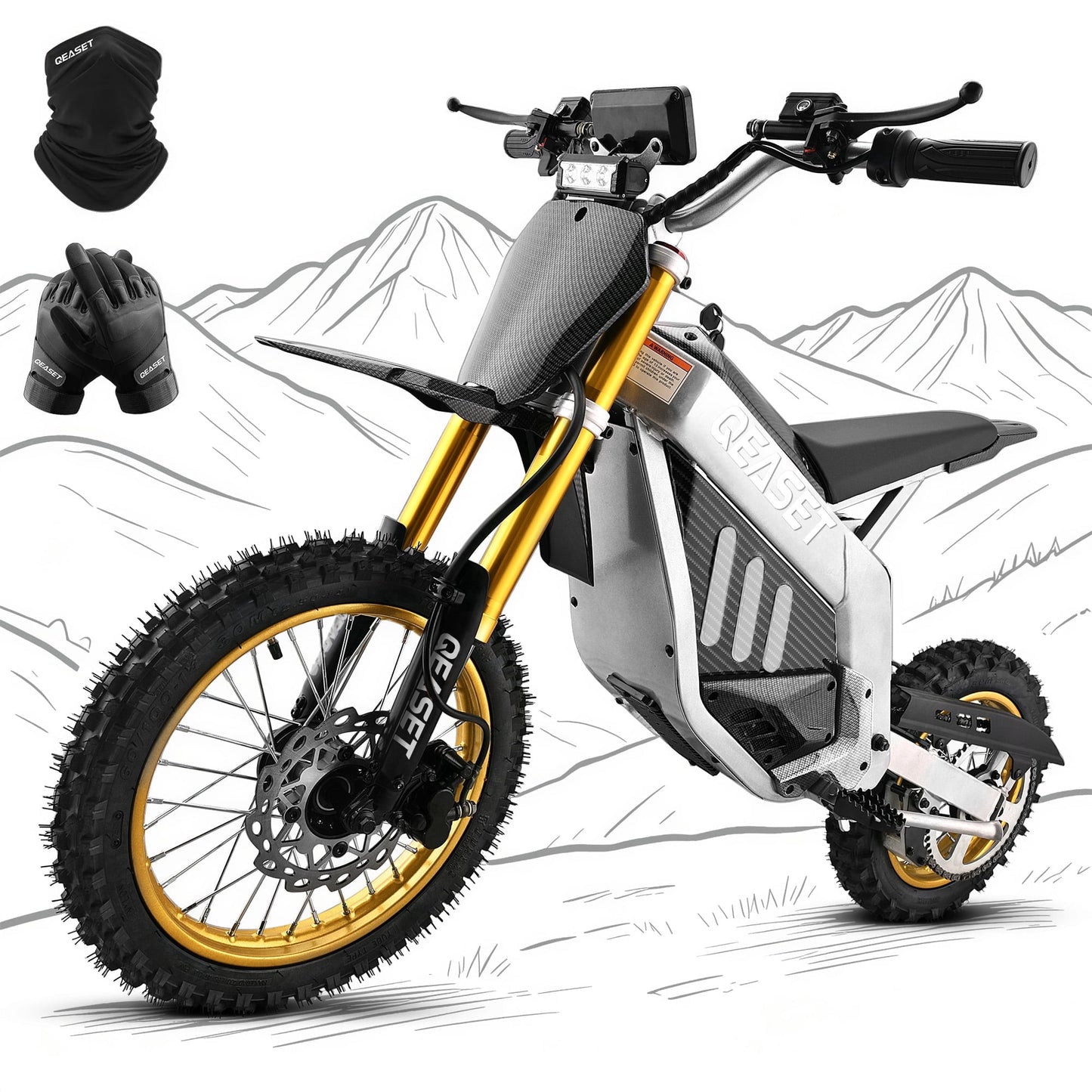 3000W Electric Dirt Bike for Adults-42MPH Max Speed,48V 30Ah LFP Battery,50+Mile Range,Full Suspension,Fat Tires,Dual Hydraulic Brakes,Off-Road Electric Motorcycle by Arshin,White