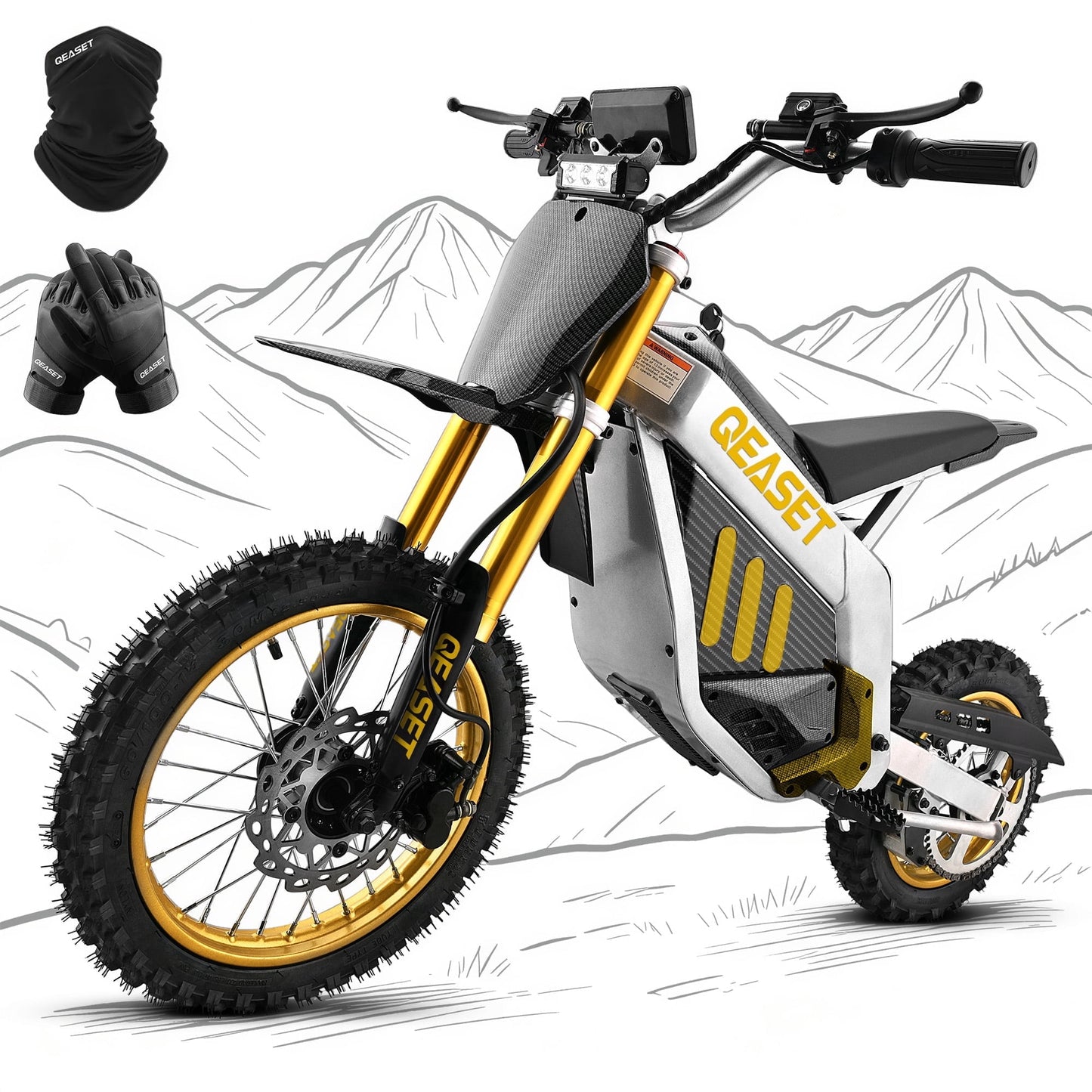 3000W Electric Dirt Bike for Adults-42MPH Max Speed,48V 30Ah LFP Battery,50+Mile Range,Full Suspension,Fat Tires,Dual Hydraulic Brakes,Off-Road Electric Motorcycle by Arshin,Gold