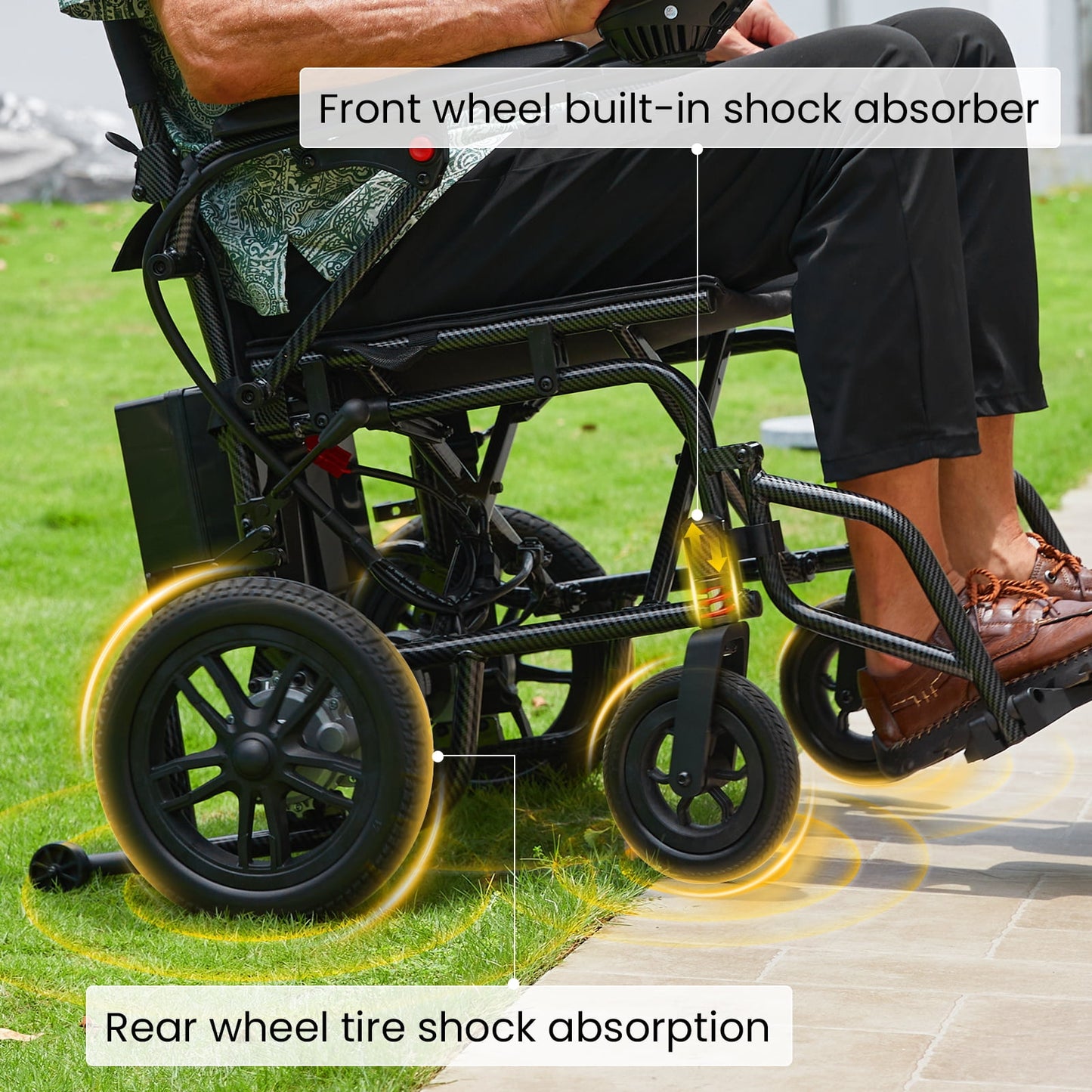Arshin Electric Wheelchairs for Adults 20+ Miles Range,Silent Electric Wheelchair Lightweight Foldable with 360°Joystick,All Terrain Dual Motors,286+ lbs Capacity(Black)
