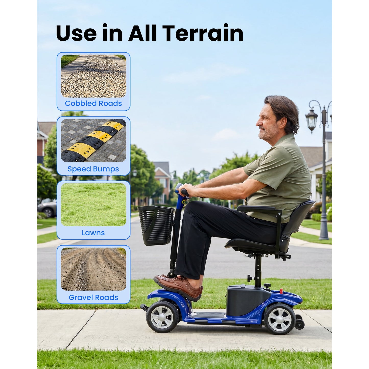 QEASET 4 Wheel Mobility Scooter,Mobility Scooter for Adults, Senior, Electric Powered Chargeable Device for Travel,Mother's Day gift