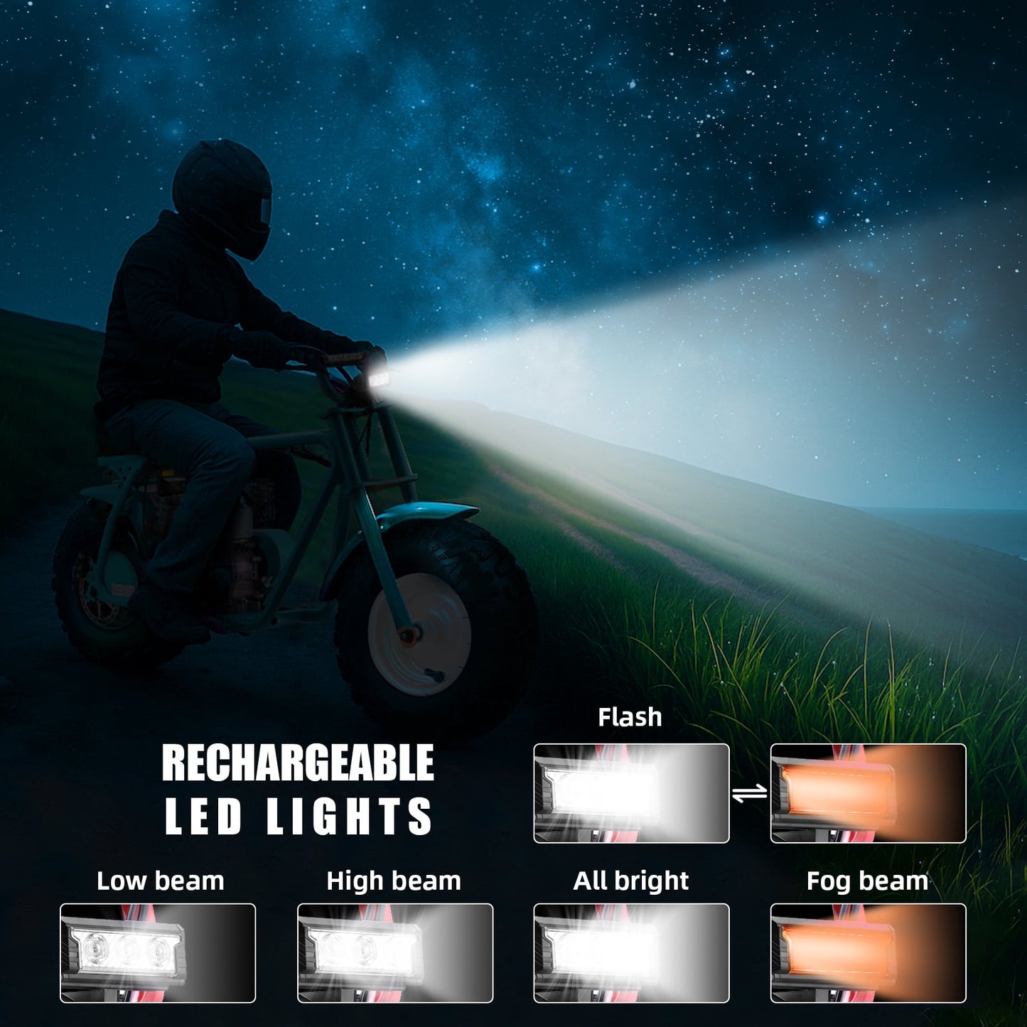 QEASET 99cc Dirt Bike, Gas Powered, 4-Stroke with LED Headlight, 25MPH Minibike Trail Bike, Pull Start, Poucket Bike for Teenager and Adult, Summer Gift