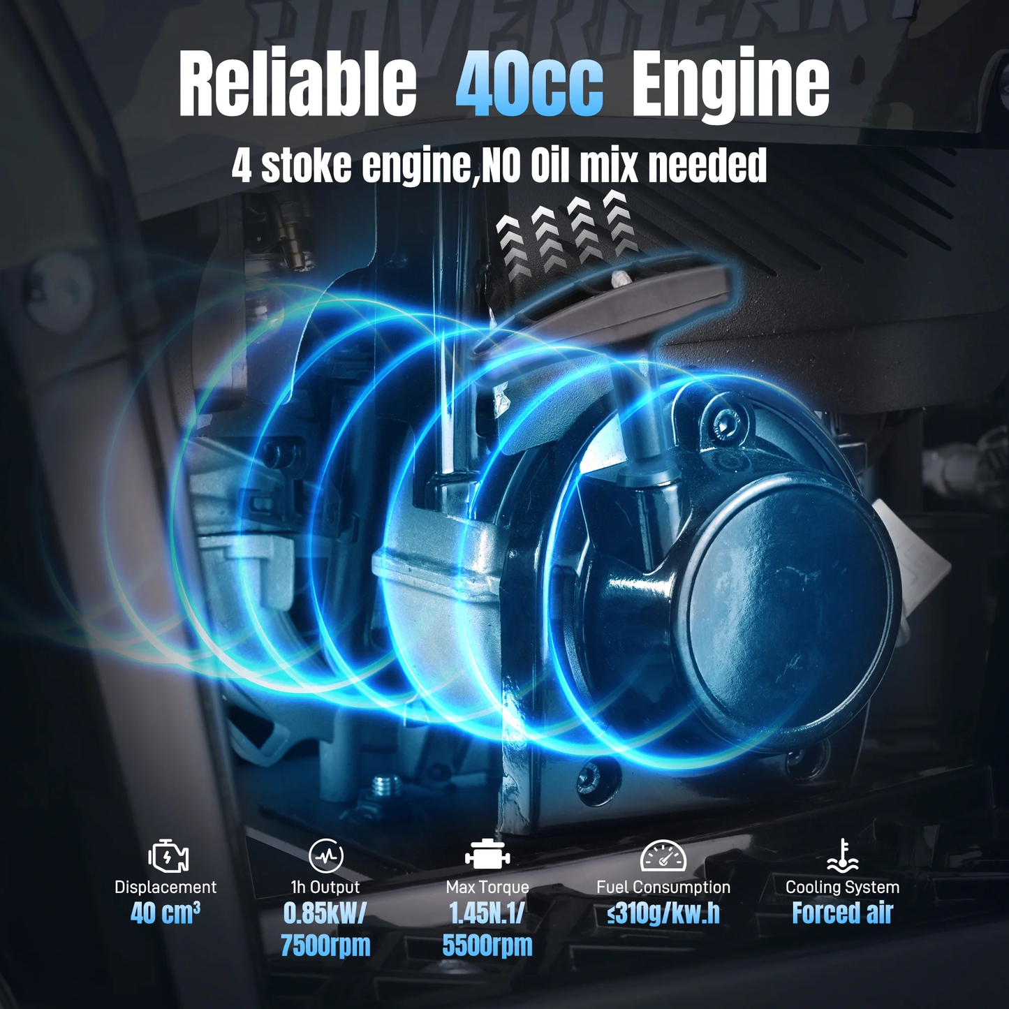 Aoemoe 40 cc Gas Off-Road Ride-On, 10-15.5 mph, Parent Speed Key, Green Camo