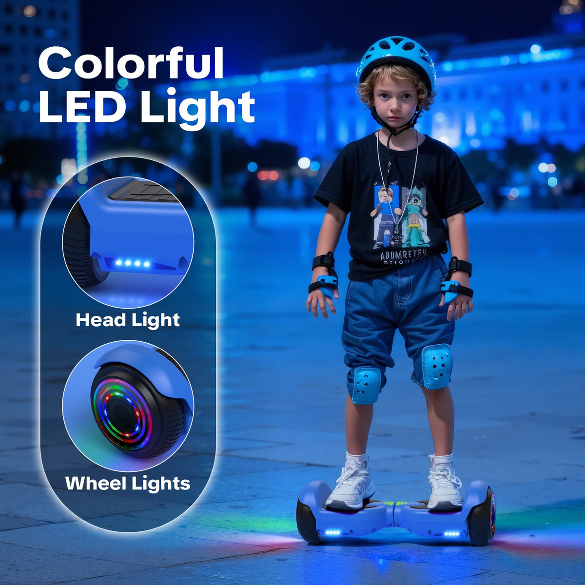 Tcdjtc Hoverboard with Bluetooth and Led Lights, Balance Board for Kids, Kids Outdoor Toys with 9 Mph Max Speed, All Terrain Hoverboard with UL 2272 Safety Standard