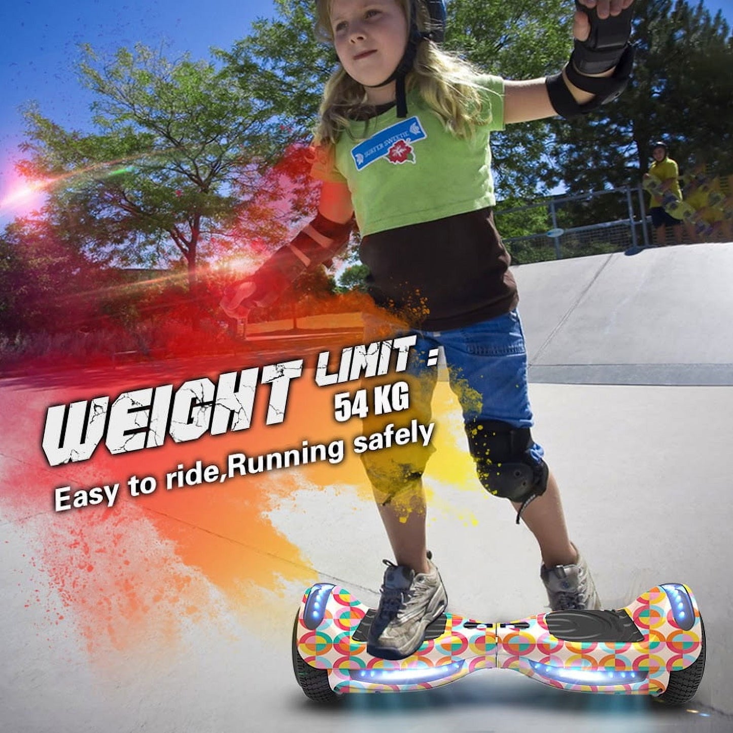 MOSTA All Terrain Self-Balance Scoote ,Electric Scooter Board for Kids & Adults with Bluetooth and Led Lights,6.5 inch,165 lbs capacity Perfect Gift