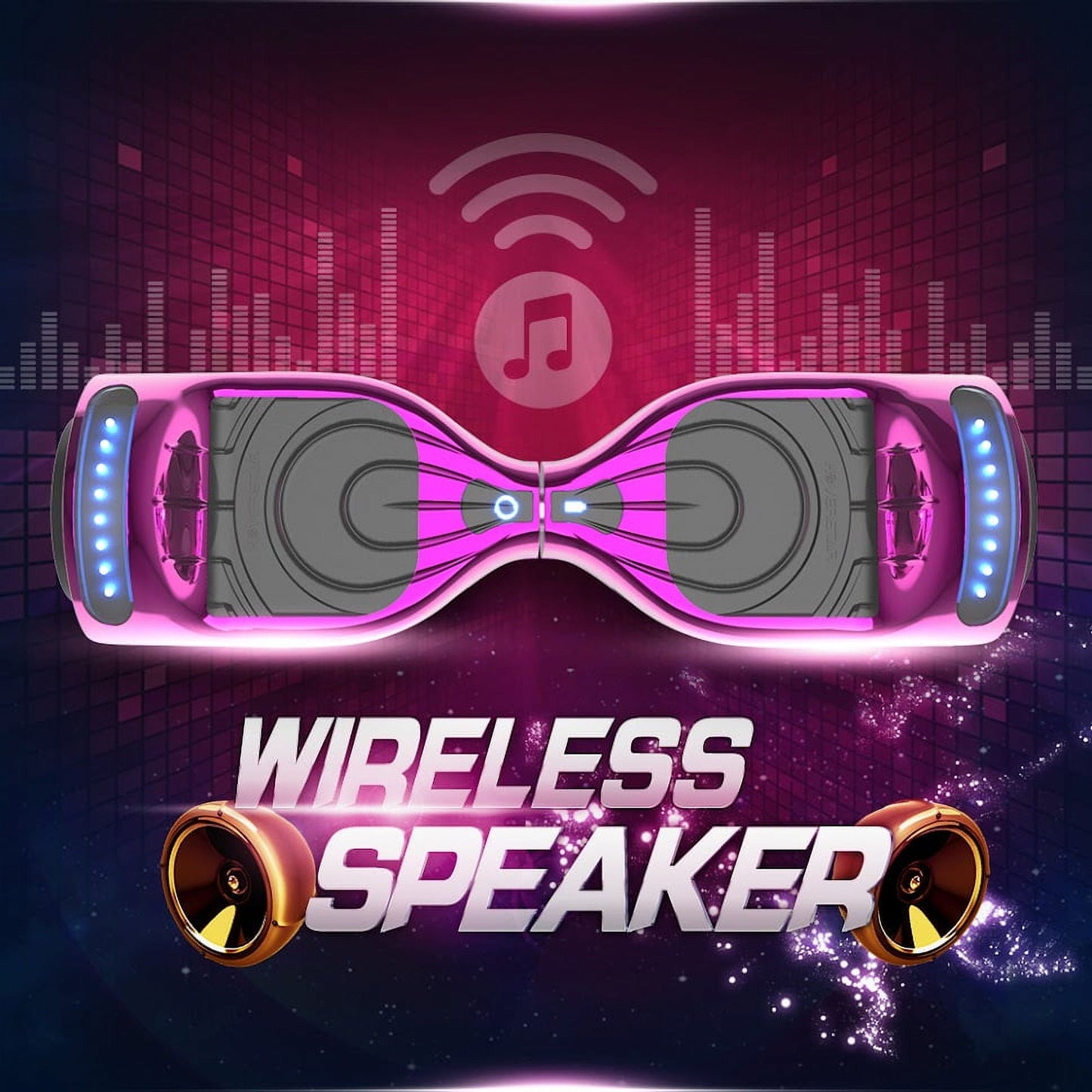 Hoverstar Flash Wheel Certified Hover board 6.5 In. Bluetooth Speaker with LED Light Self Balancing Wheel Electric Scooter , Chrome Pink