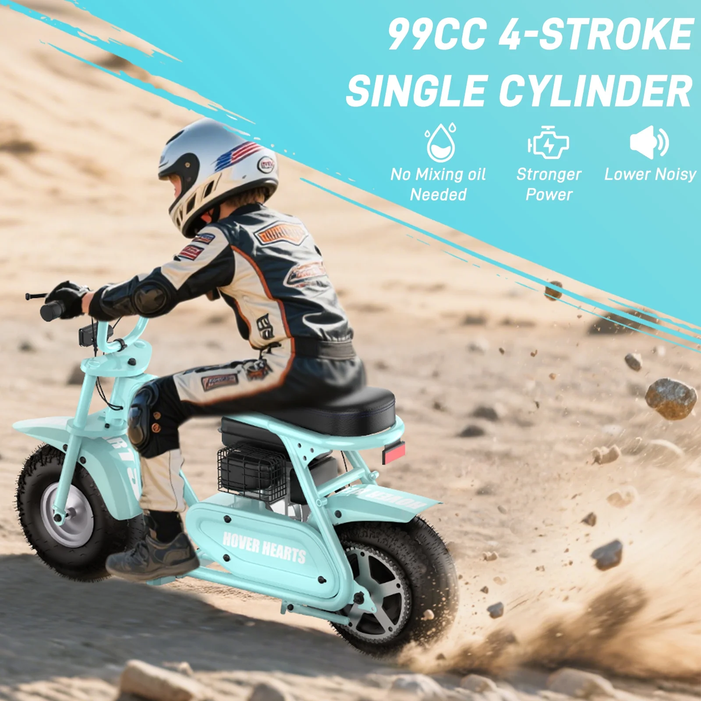 Aoemoe 99CC MB001 Gasoline Mini Dirt Bike,4-Stroke 18MPH Off Road Motorcycle, Weight Support Up to 165 LBS - Mint Green