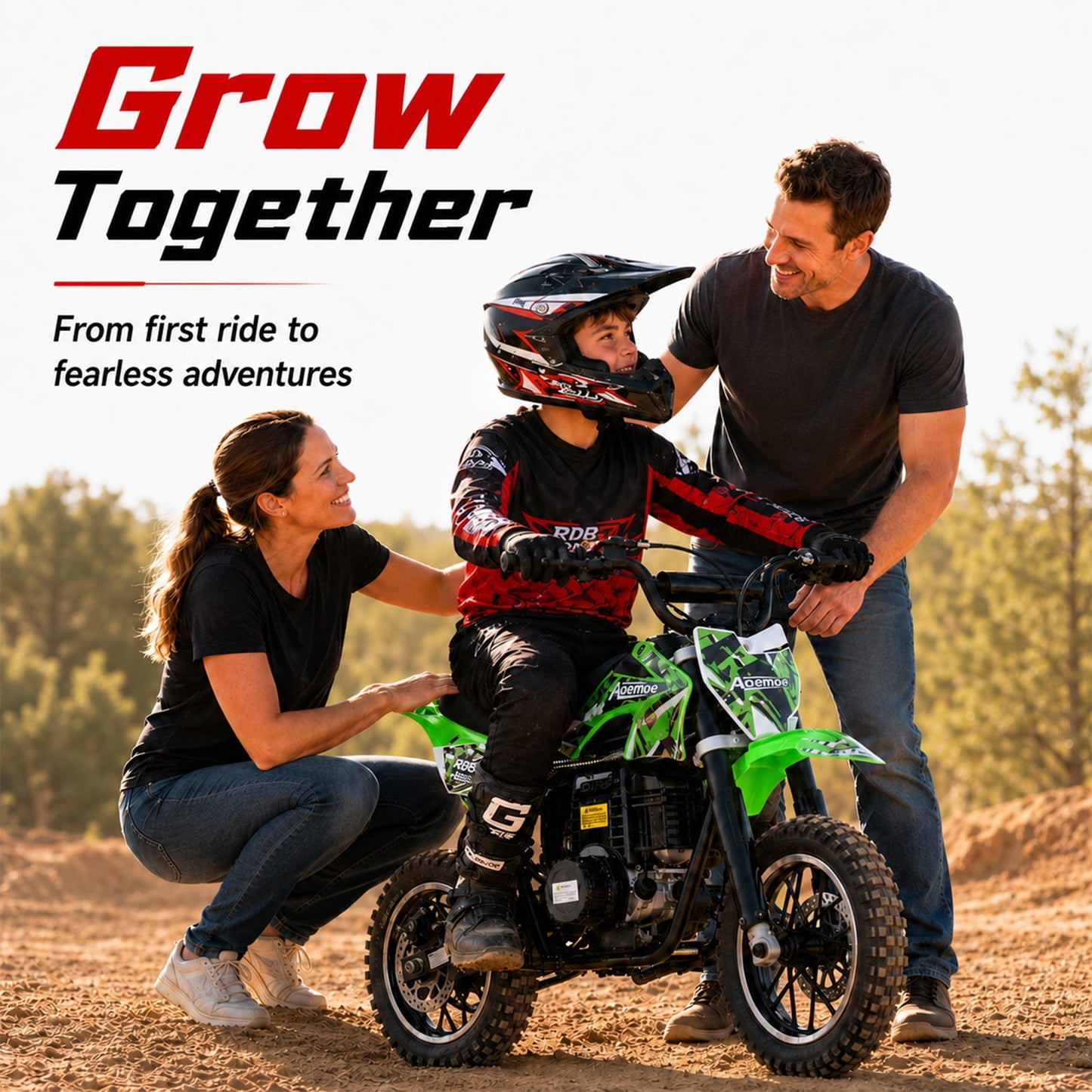 Aoemoe dirt bicycles, 39cc gas power motorcycle, 45×24×16in , 4-Stroke, dirt bicycles for kid 8 14, Green