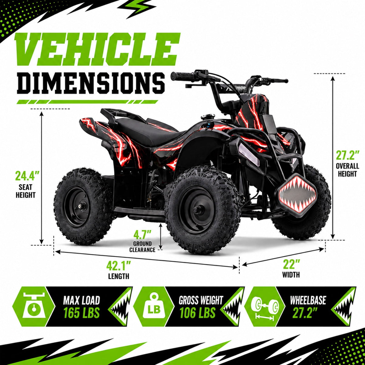 40cc Teen Gas ATV, Gas Powered 4 Wheeler for Teens 13+, 4-Stroke Beginner ATV, Up to 15 MPH, Adjustable Speed, Safety Switches, Front & Rear Brakes - Red