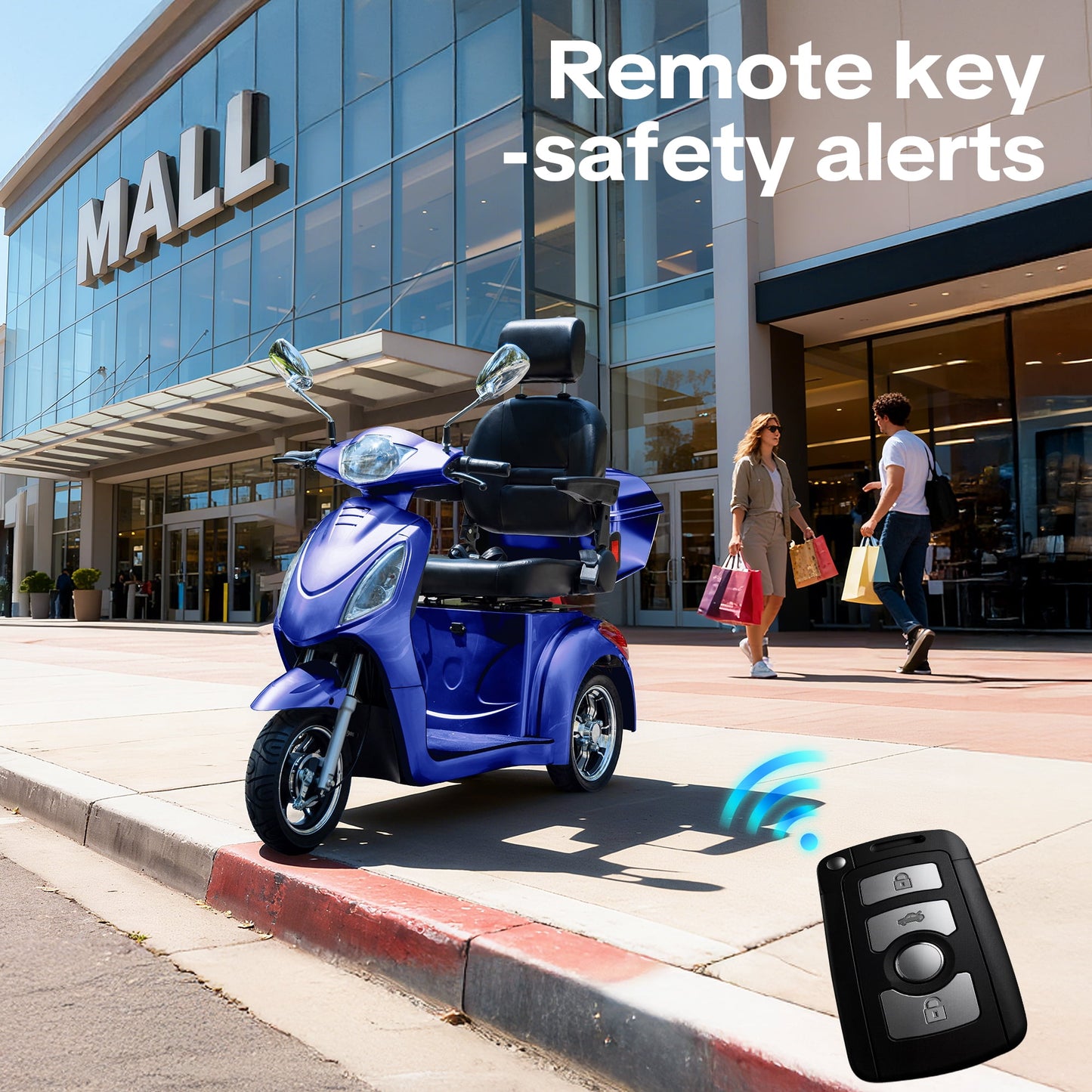 New & Improved 3-Wheel Mobility Scooter for Adults & Seniors - 500 lb Heavy Duty Capacity,31-Mile Range,800W Power for Outdoor Use by Arshin,All-Day Riding,Easy to Use(Blue)