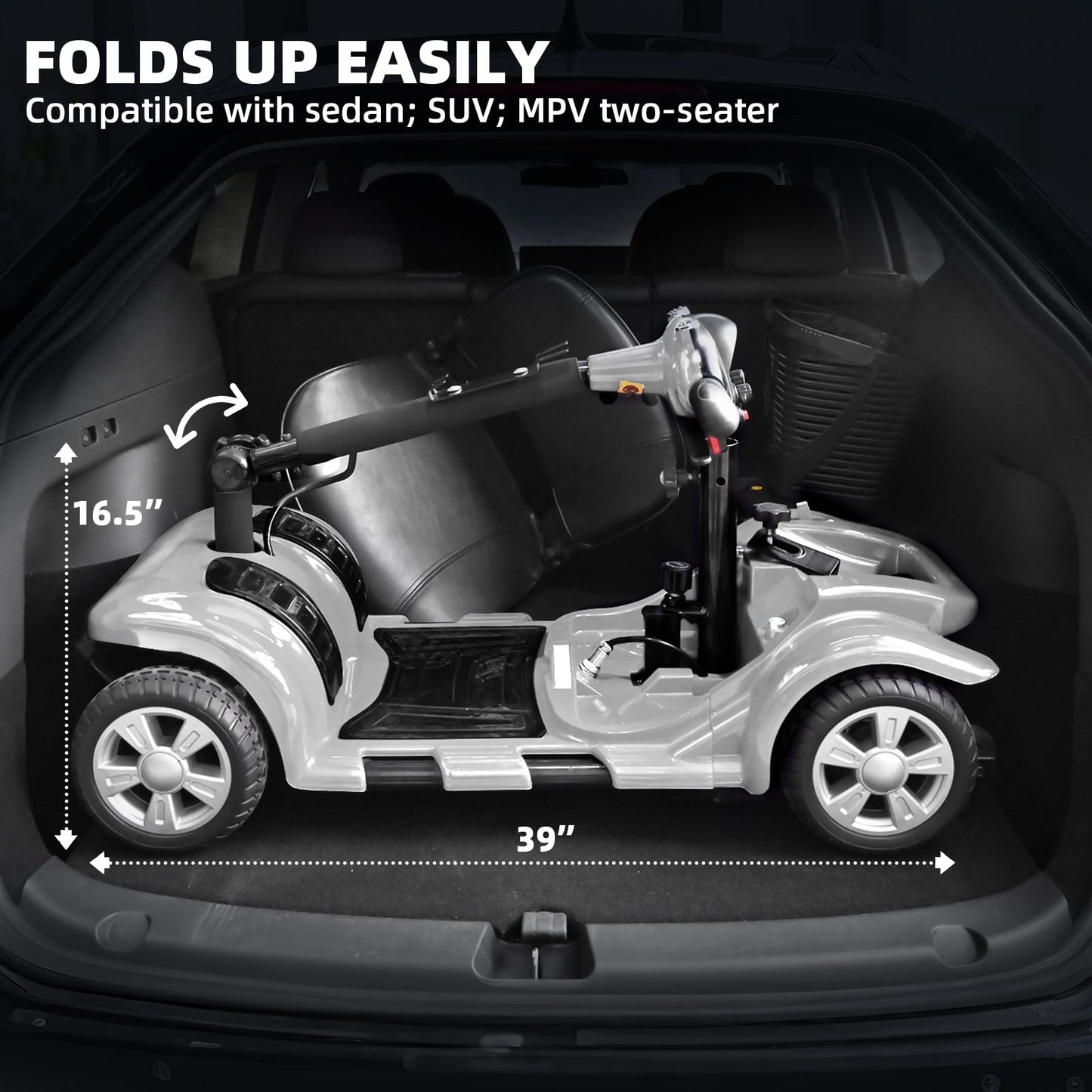 Arshin Mobility Scooters for Seniors,4 Wheels Outdoor Mobility Scooters Lightweight and Portable,180W 24V Electric Mobility Scooters with High-Power Motor,Suitable for Travel,Adults,Elderly(Silver)