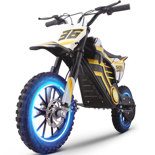 Aoemoe Electric Motorcycle – 36V MINI Motorized Dirt Bikes, 500W Power, Special Gift(Yellow)