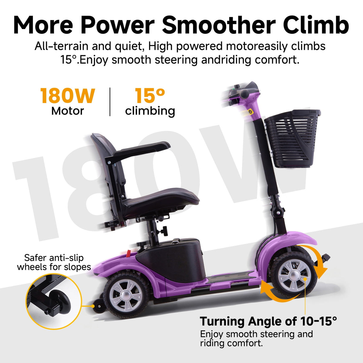 Ostrina Mobility Scooter for Seniors,300lbs Powered Wheelchair,Purple