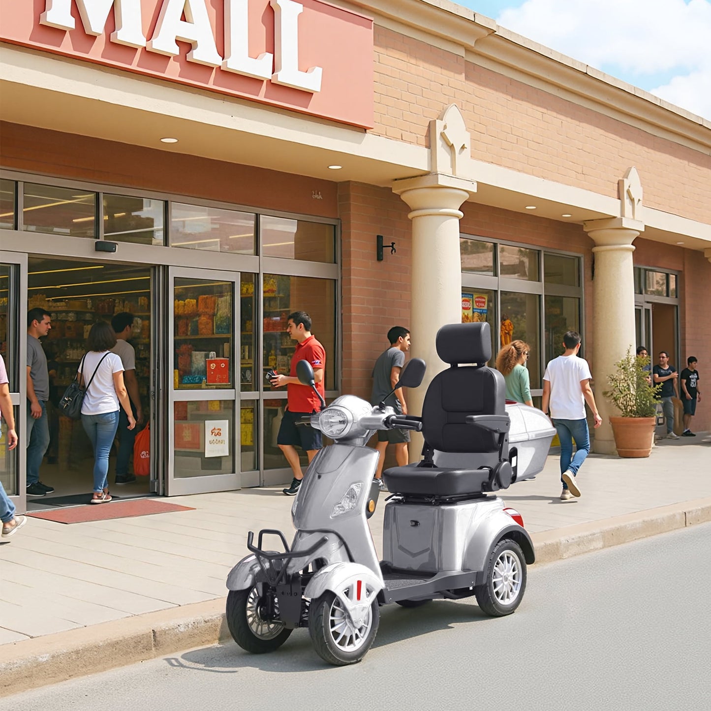 Upgrade Heavy Duty 4 Wheel Mobility Scooters for Seniors & Adults 500lbs Capacity,Arshin 800W All Terrain Fast Mobility Scooter for Travel,Electric Powered Chair,25 Miles Rang,Remote Key(Silver)