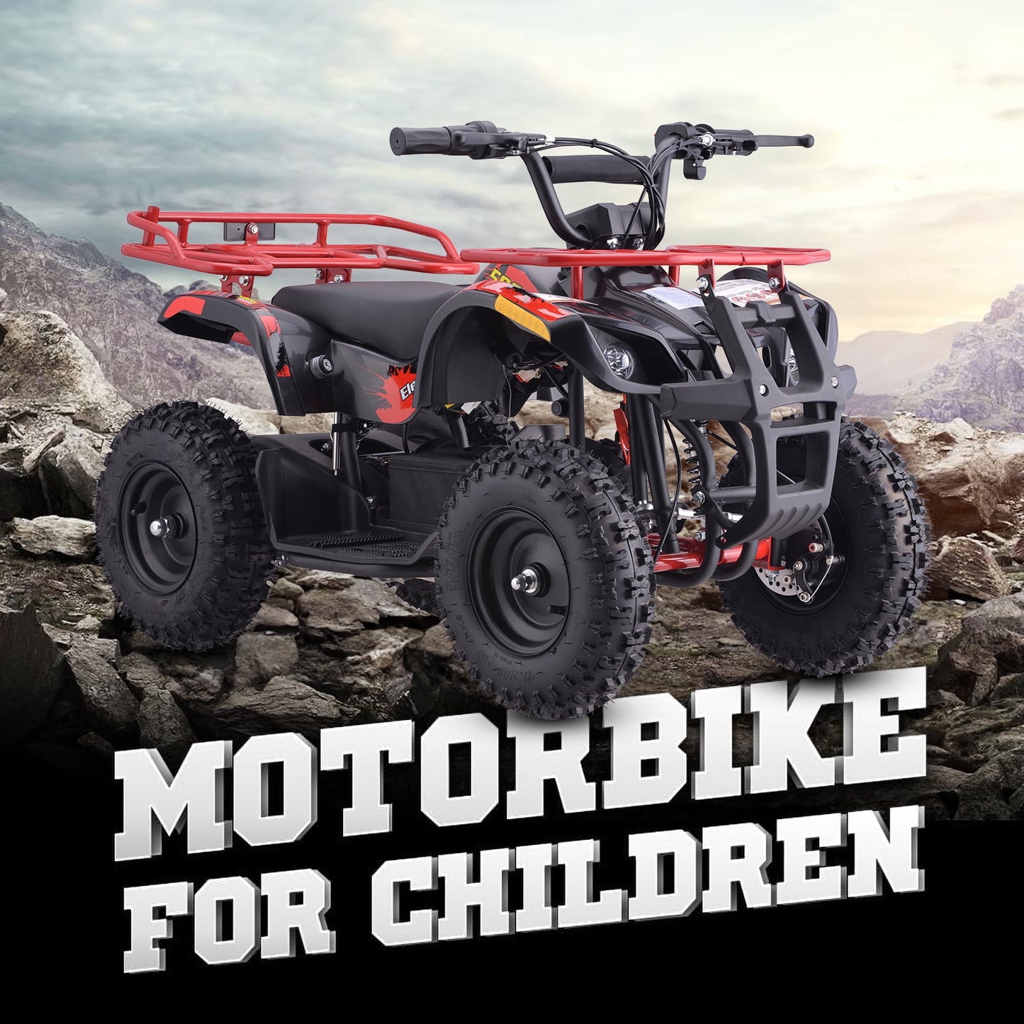 QEASET 500W 36V Battery Ride-On Off-Road 4-Wheeler – 15-Mile Range, Red