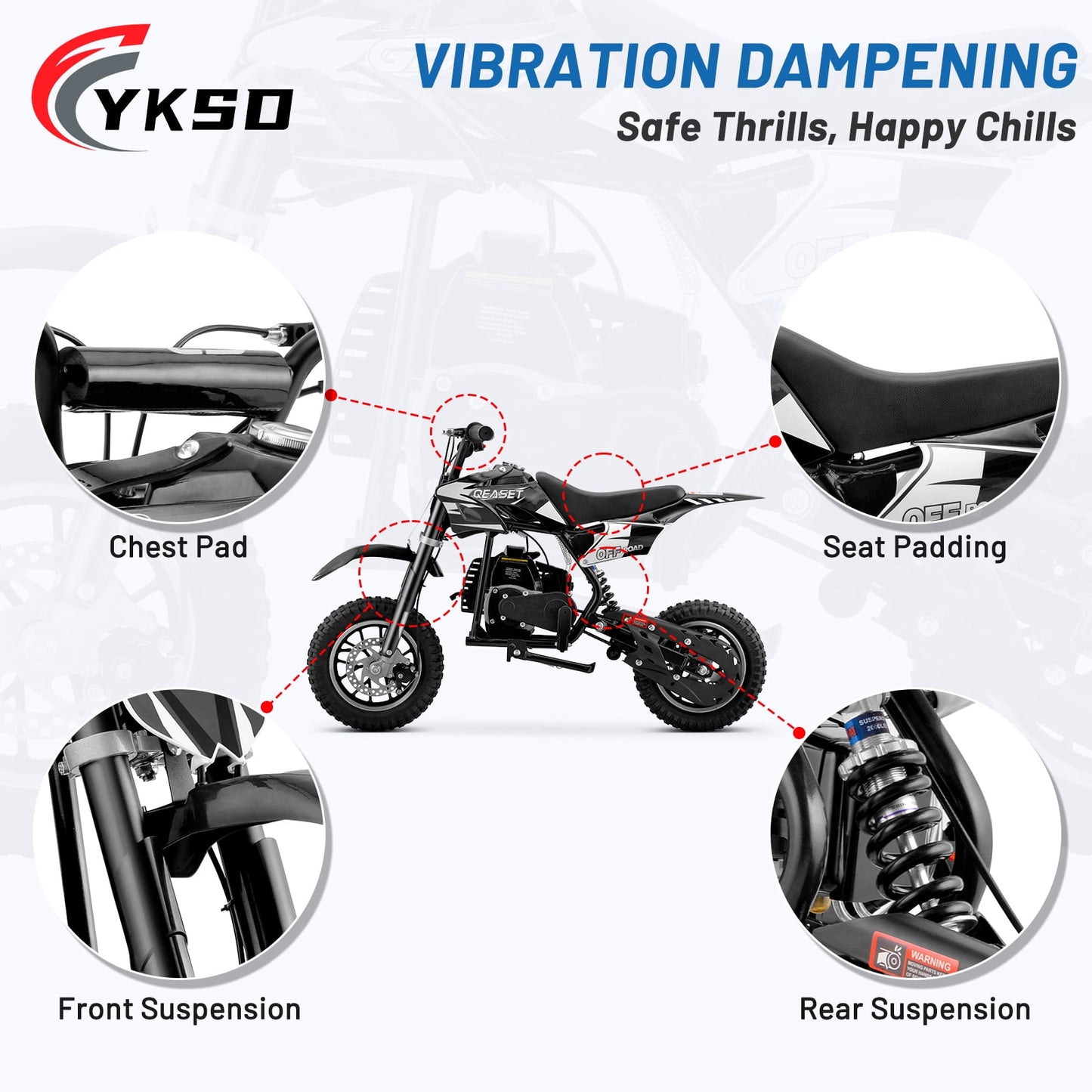 QEASET 40cc 4-stroke Dirt Bike, Gas Powered Mini Bike, Black