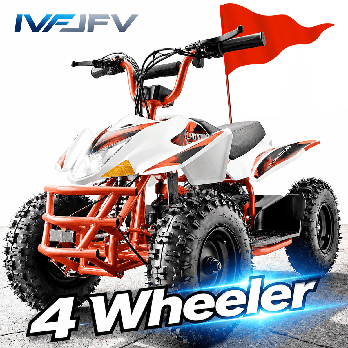 36V Electric 4 Wheeler, Electric Four Wheeler with Rubber Tires, 500W Off-Road All-Terrain Featuring Dual Speed Adjust, Front Rear Shock Absorbers, Multiple Safety Protection Designs,ORANGE