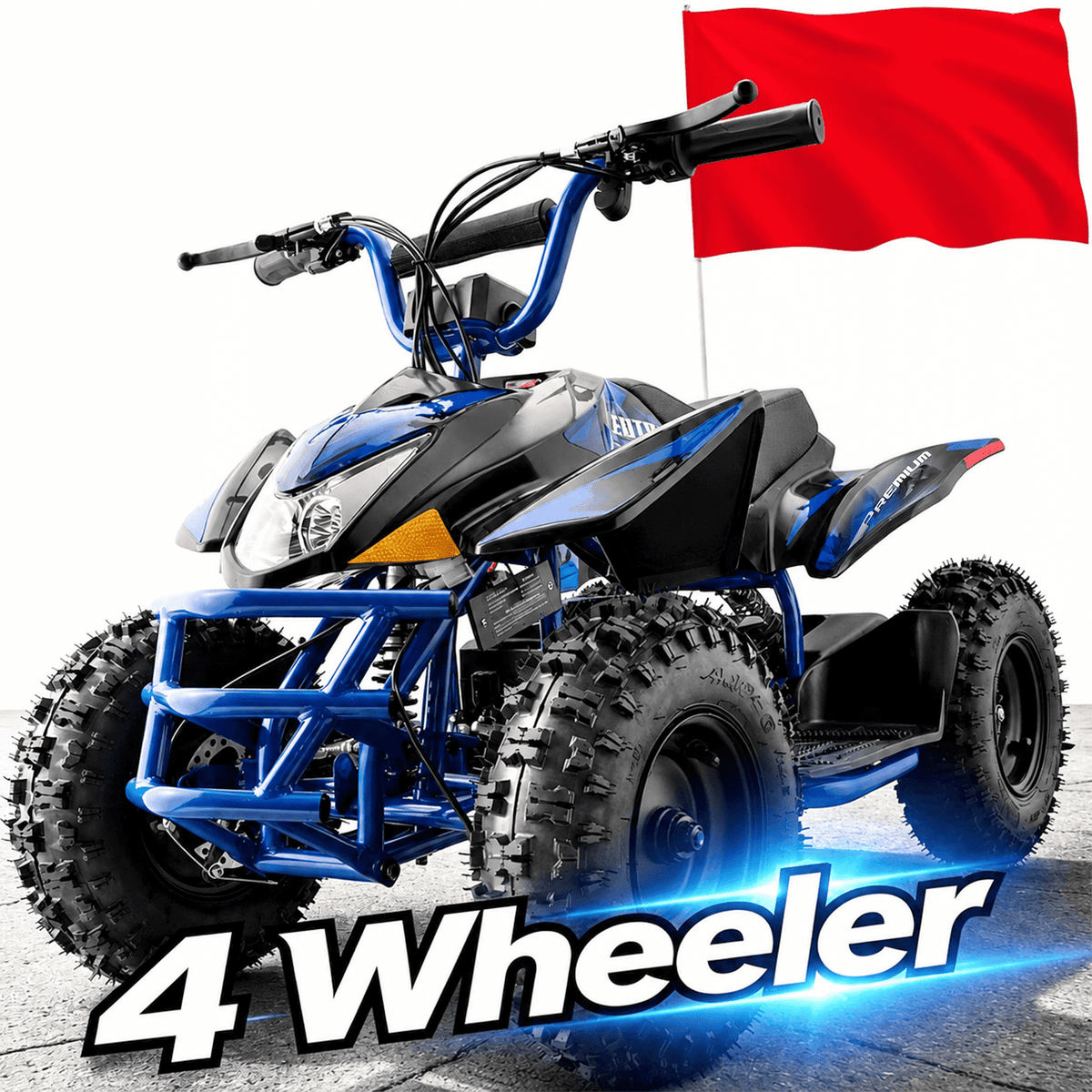 IVFJFV 36V Electric 4 Wheeler, Electric Four Wheeler with Rubber Tires, 500W Off-Road All-Terrain Featuring Dual Speed Adjust, Front Rear Shock Absorbers, Multiple Safety Protection Designs,BLUE