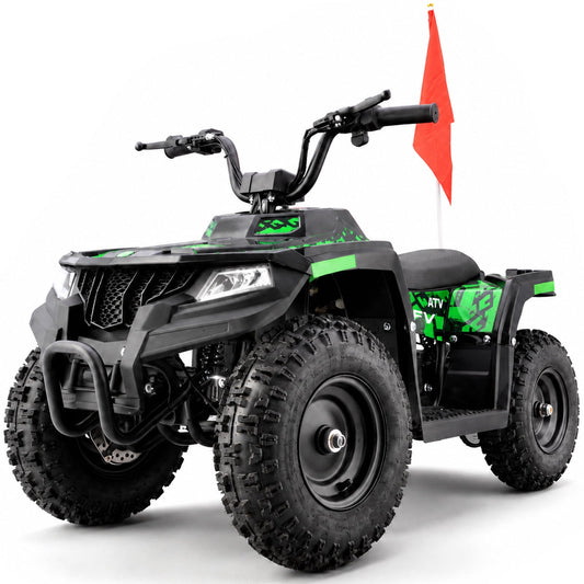 36V Electric Four Wheeler,IVFJFV 500W Four Wheel with Disc Brake Off-Road Ride On Vehicle, Dual Speed Lock &Dual Speed 10mph Low /15mph High All Terrain Ride On Vehicle for Teen Riders,GREEN