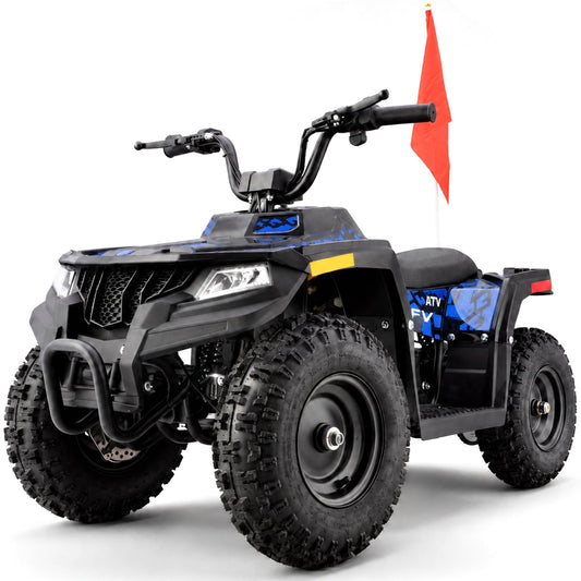 36V Electric Four Wheeler,IVFJFV 500W Four Wheel with Disc Brake Off-Road Ride On Vehicle, Dual Speed Lock &Dual Speed 10mph Low /15mph High All Terrain Ride On Vehicle for Teen Riders,BLUE