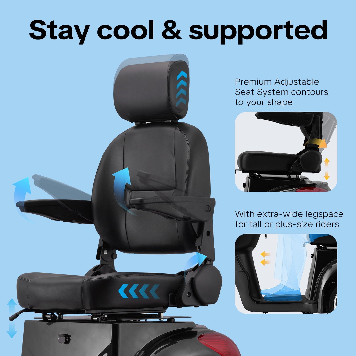 Heavy Duty 3 Wheel Mobility Scooters for Seniors & Adults 500lbs Capacity,Arshin Electric Powered Wheelchair Device,800W All Terrain Fast Mobility Scooter,31 Miles Long Range Battery(Black)