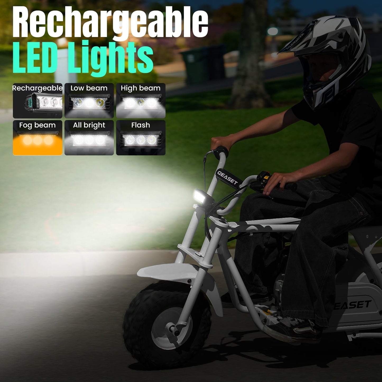 QEASET Mini Dirt Bike – 30 km/h 4-Stroke Off-Road Motorcycle for Teens & Adults,Green