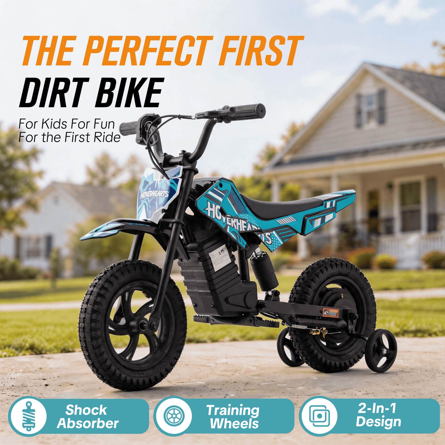 Aoemoe 120W 25.2V 2.6Ah Battery, Electric Dirt Bike, 6.2 MPH Max Speed, Gifts for children, Teal Blue