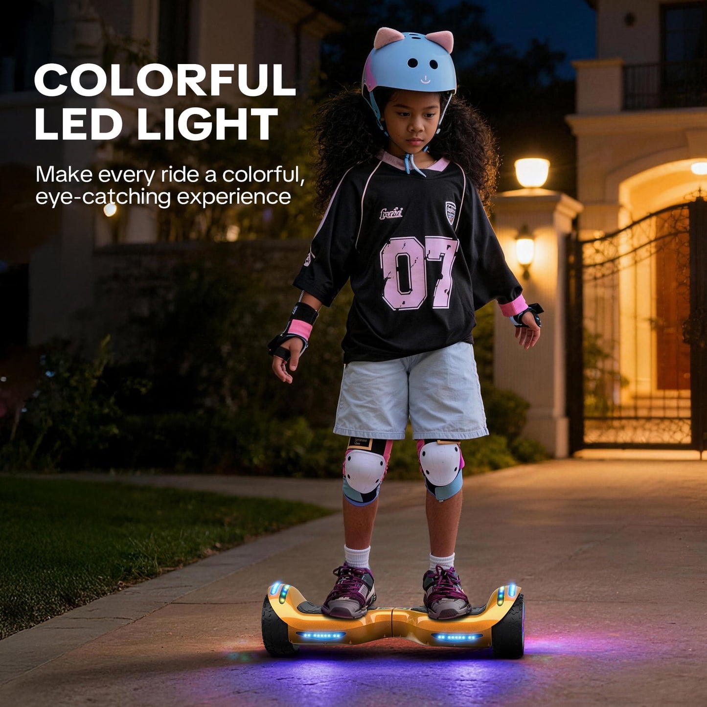 Hoverboard for Kids with 9 mph Max Speed, Tcdjtc Electric Scooters with LED Lights & Bluetooth Speakers, All Terrain Hoverboard for Adults, Off Road Hoverboard with UL2272 Certified